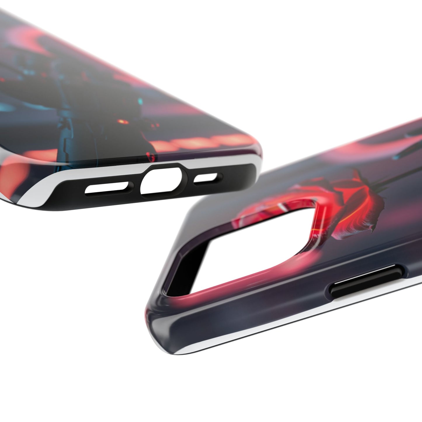 Futuristic Tough Phone Case with Robotic Rose Design | Durable Protection
