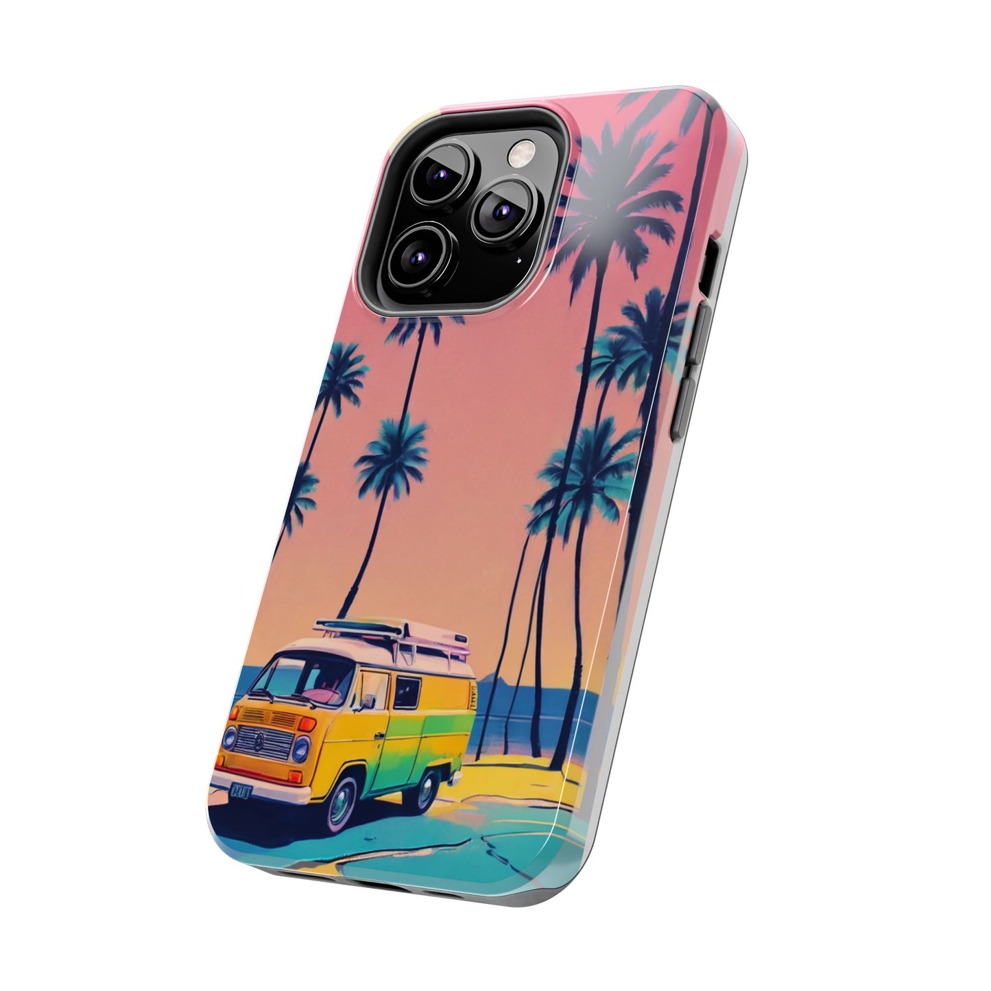 Tropical Beach Vibe Tough Phone Case - Vintage Van Design - for iPhone