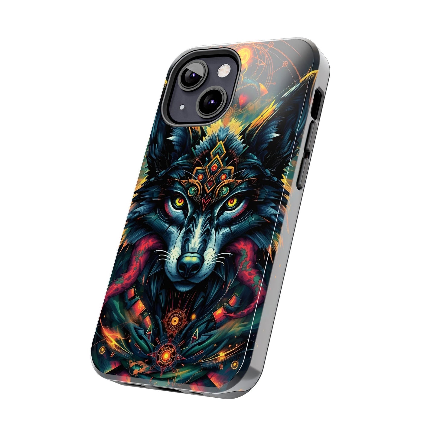 Vibrant Mystical Wolf Art Tough Phone Case - Durable & Unique Design for Animal Lovers - for iPhone