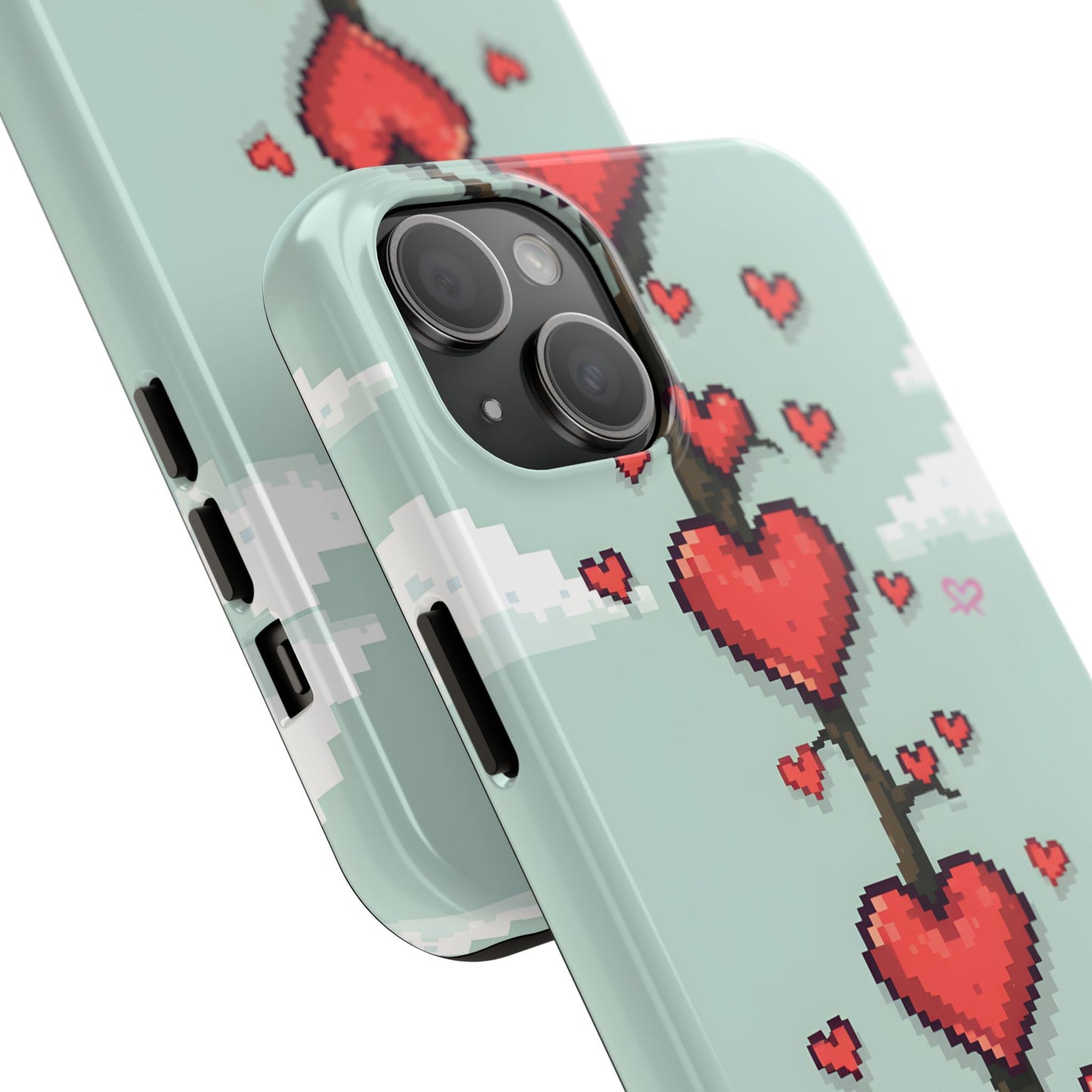 Pixelated Love Hearts Tree | Tough Phone Case - Cute Design - for iPhone
