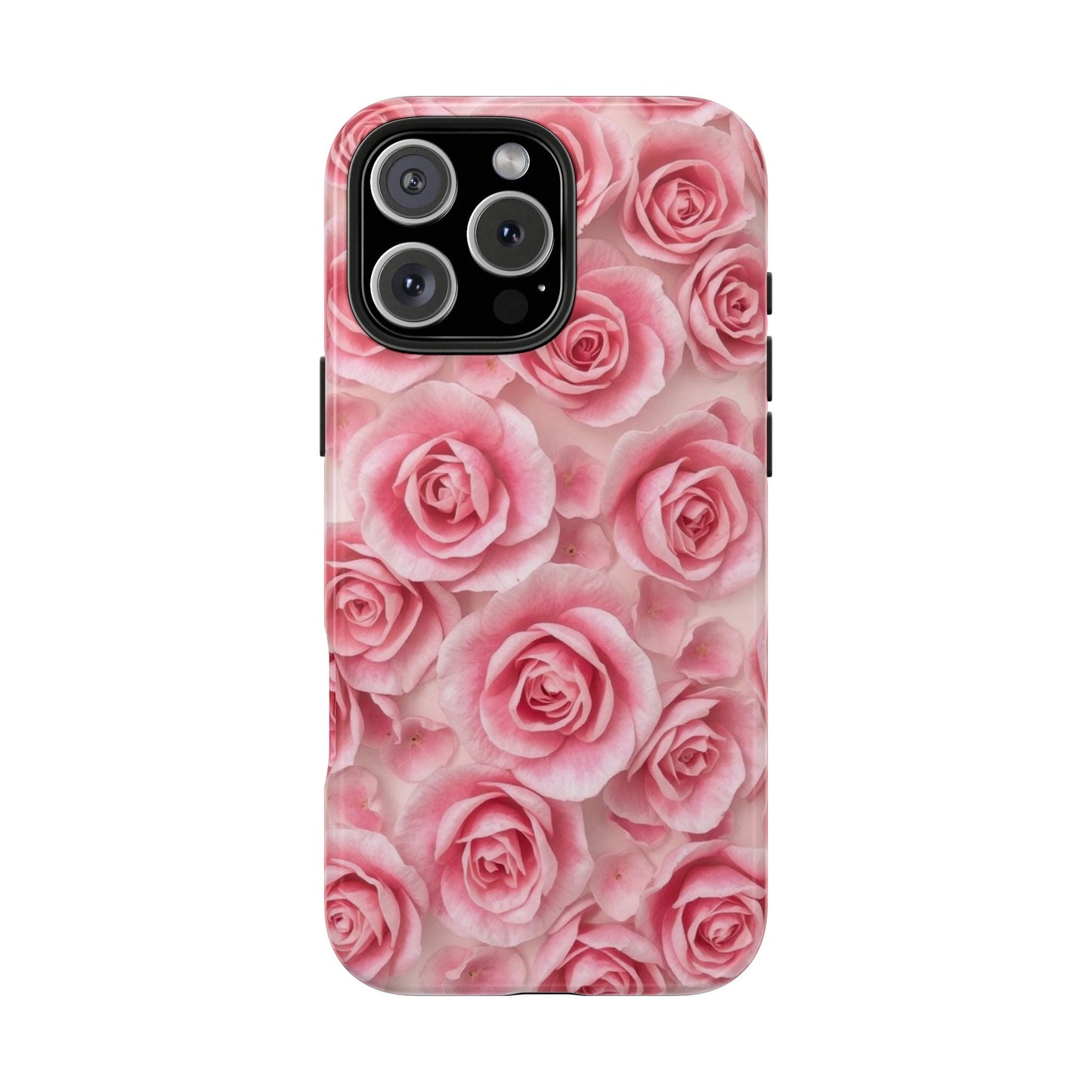 Floral Tough Phone Case - Pink Rose Design, Durable Protection for Flower Lovers