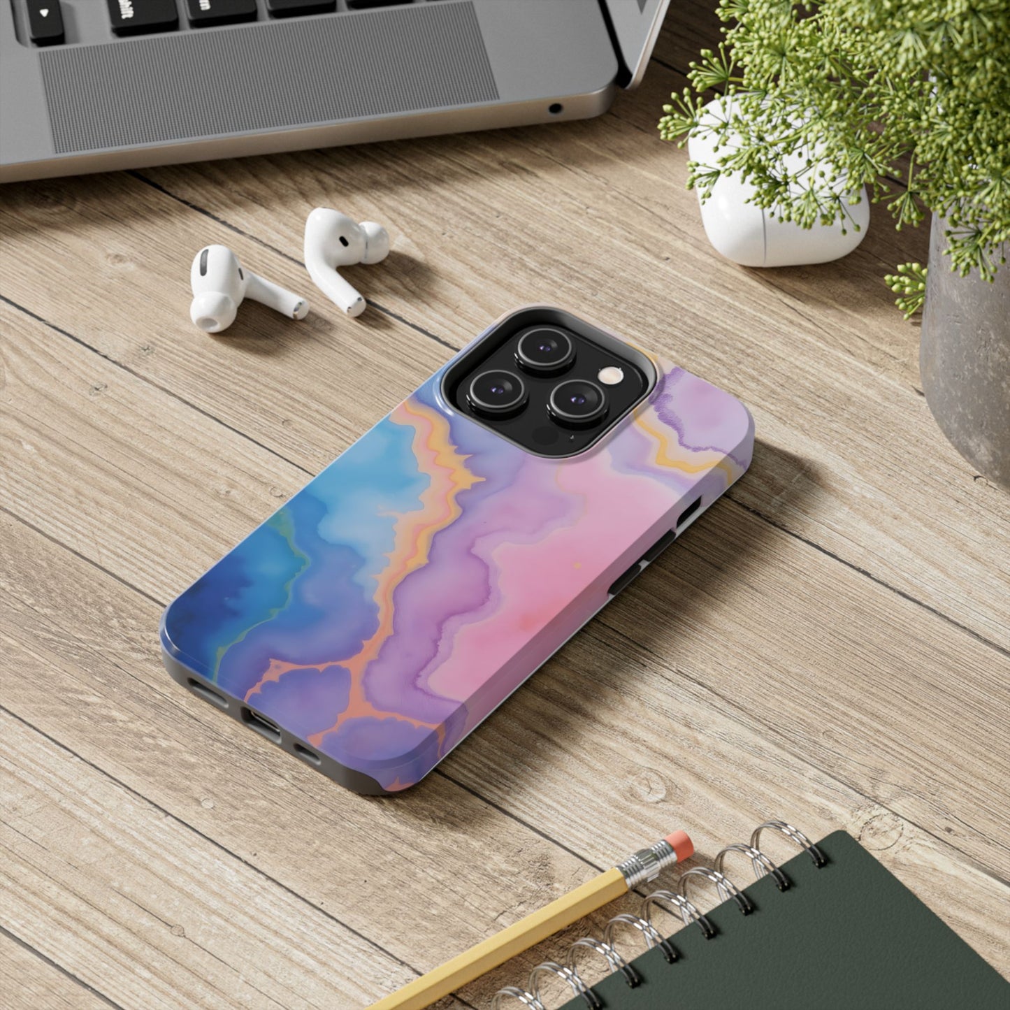 Watercolor Abstract Colors Tough Phone Case - Protective Cover for iPhone