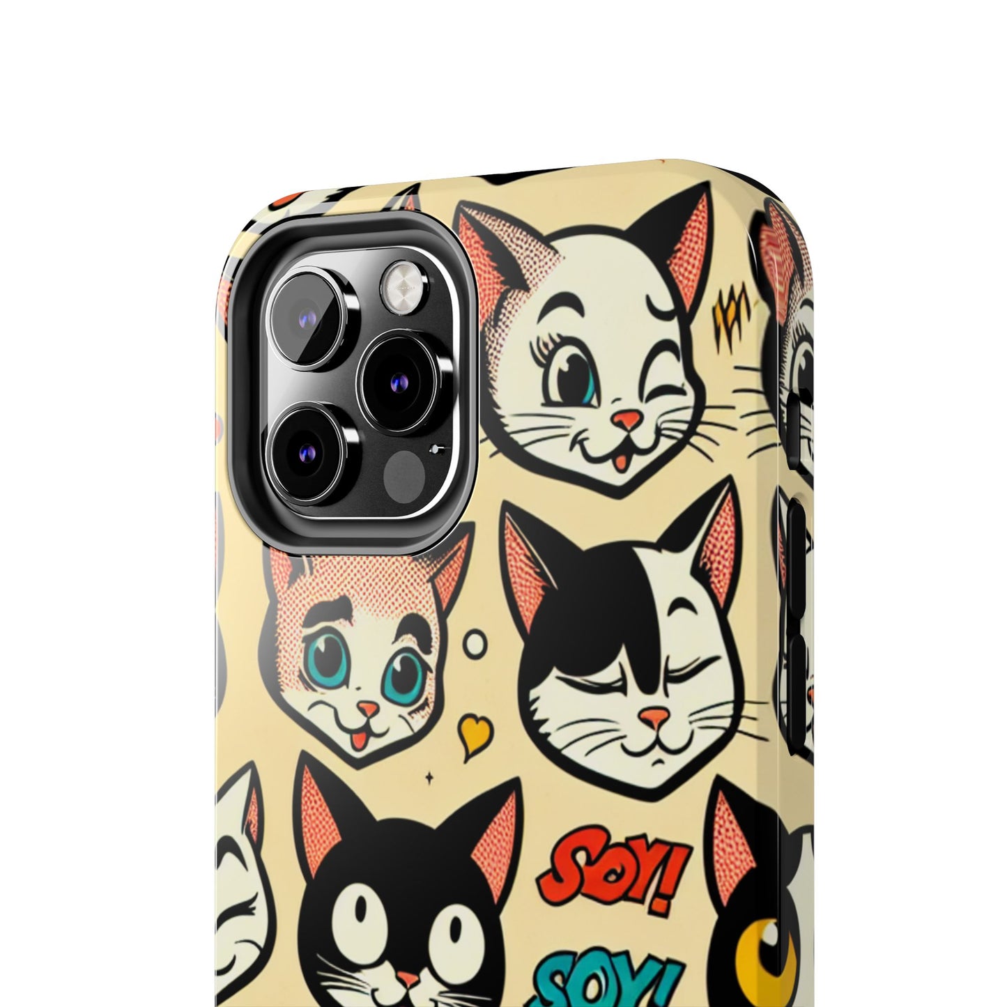 Playful Cat-Themed Tough Phone Case - Pet Pattern - for iPhone