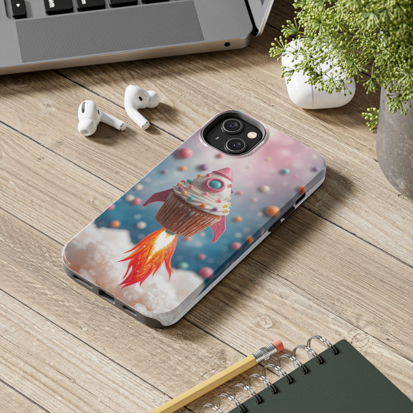 Whimsical Rocket Cupcake Phone Case - Fun Protective Case for Kids and Teens