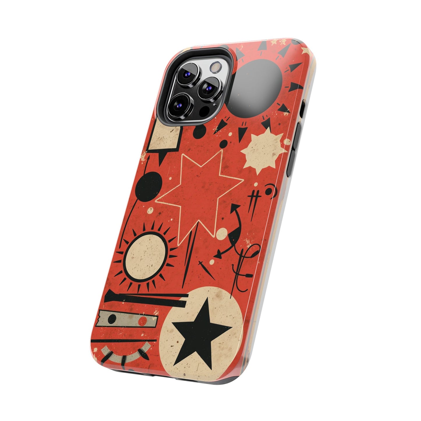 Retro Bold Tough Phone Case - Unique Geometric Design - for iPhone
