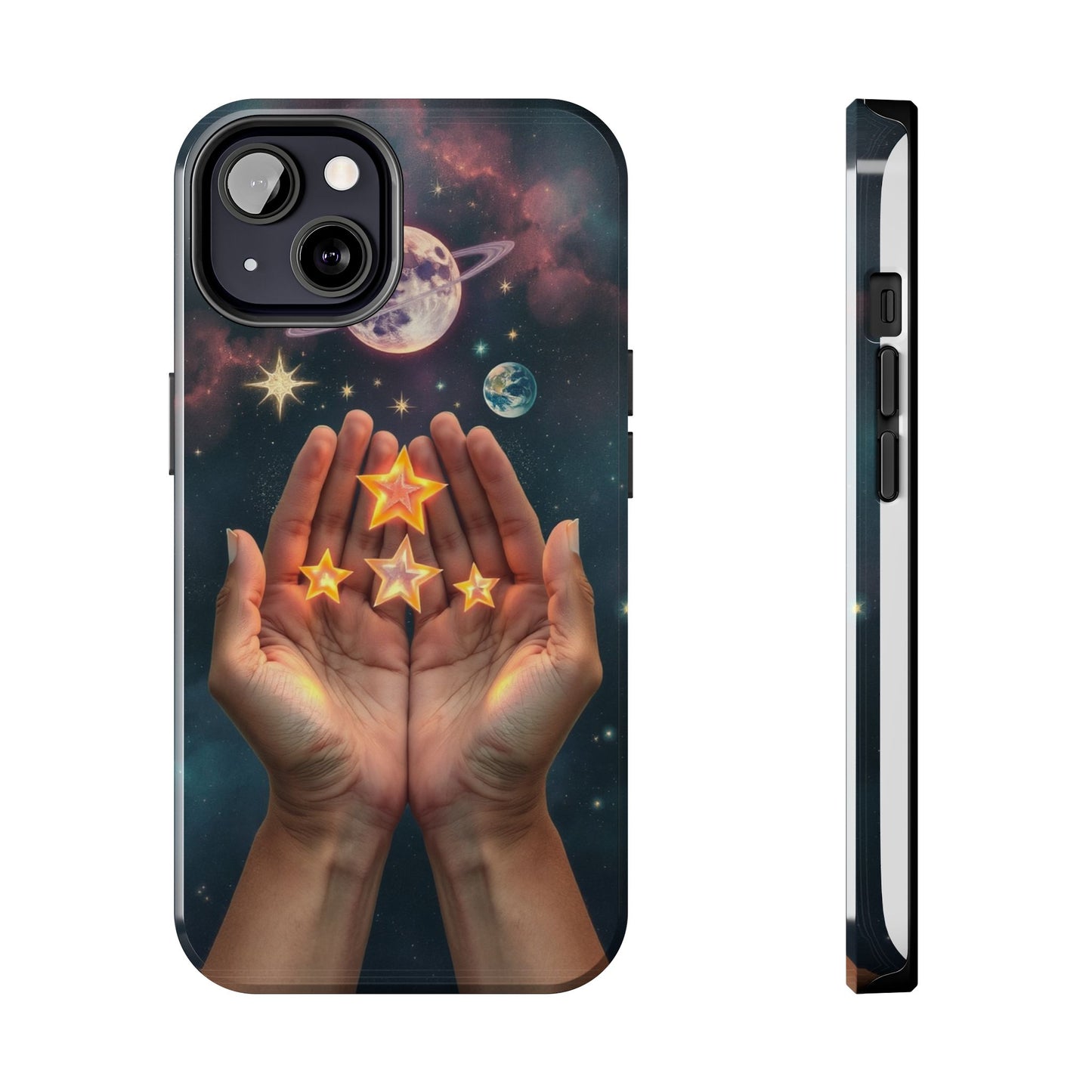Galaxy Hands Tough Phone Case - Celestial Design for Star Lovers