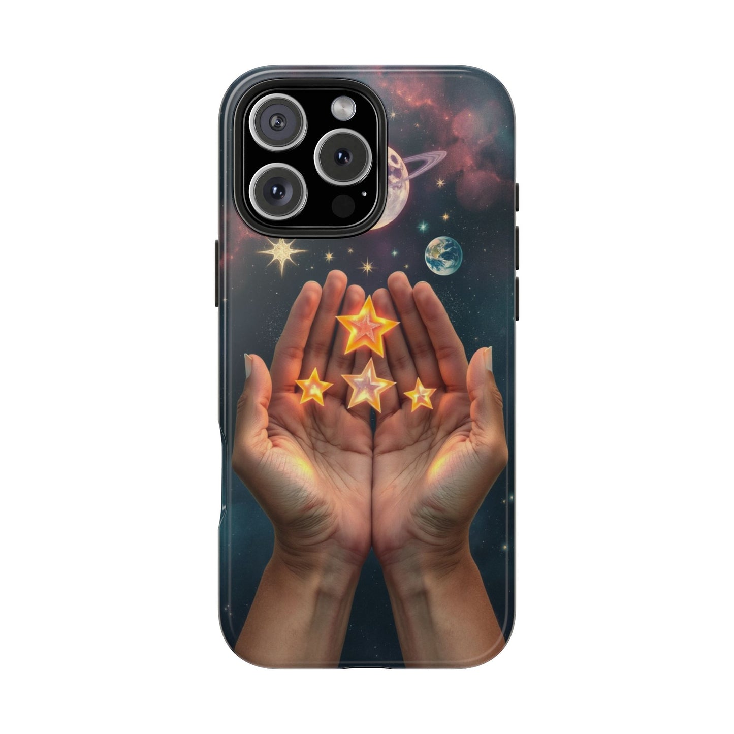 Galaxy Hands Tough Phone Case - Celestial Design for Star Lovers