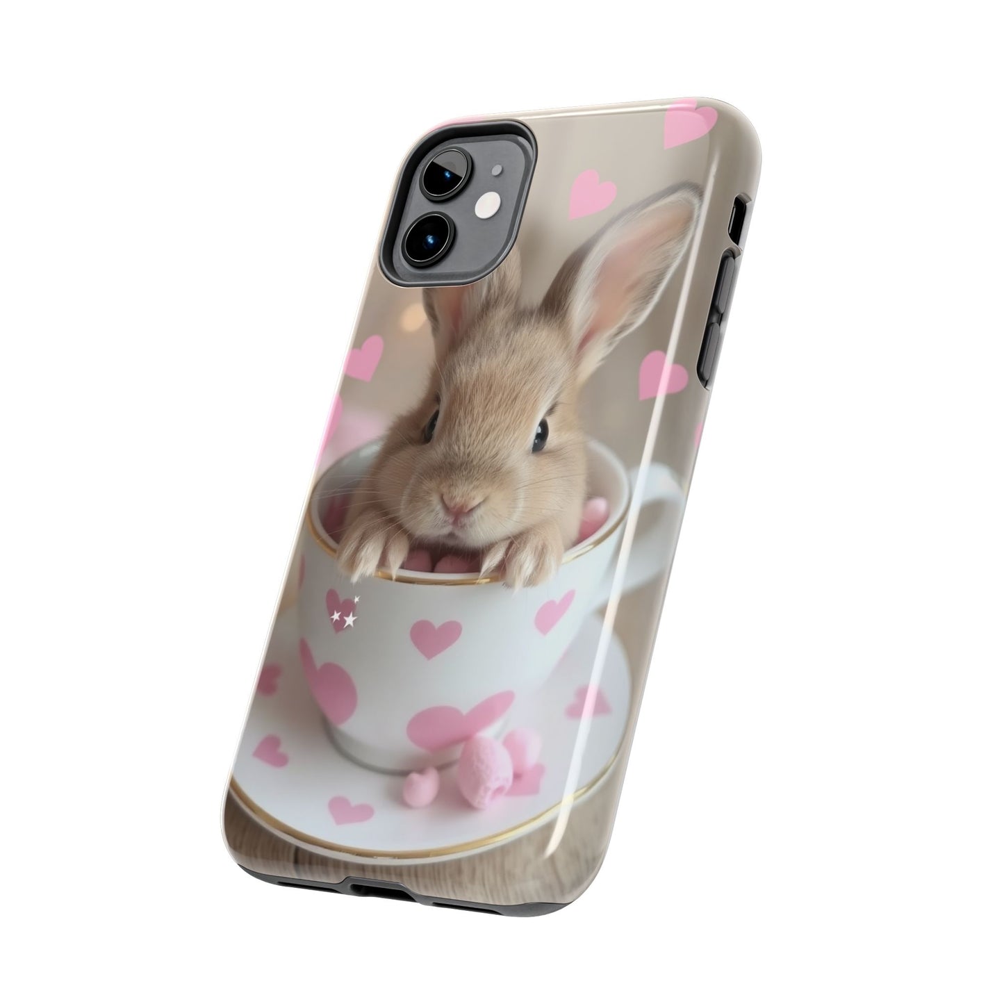 Adorable Bunny Phone Case with Heart Design - Cute Gift for Animal Lovers