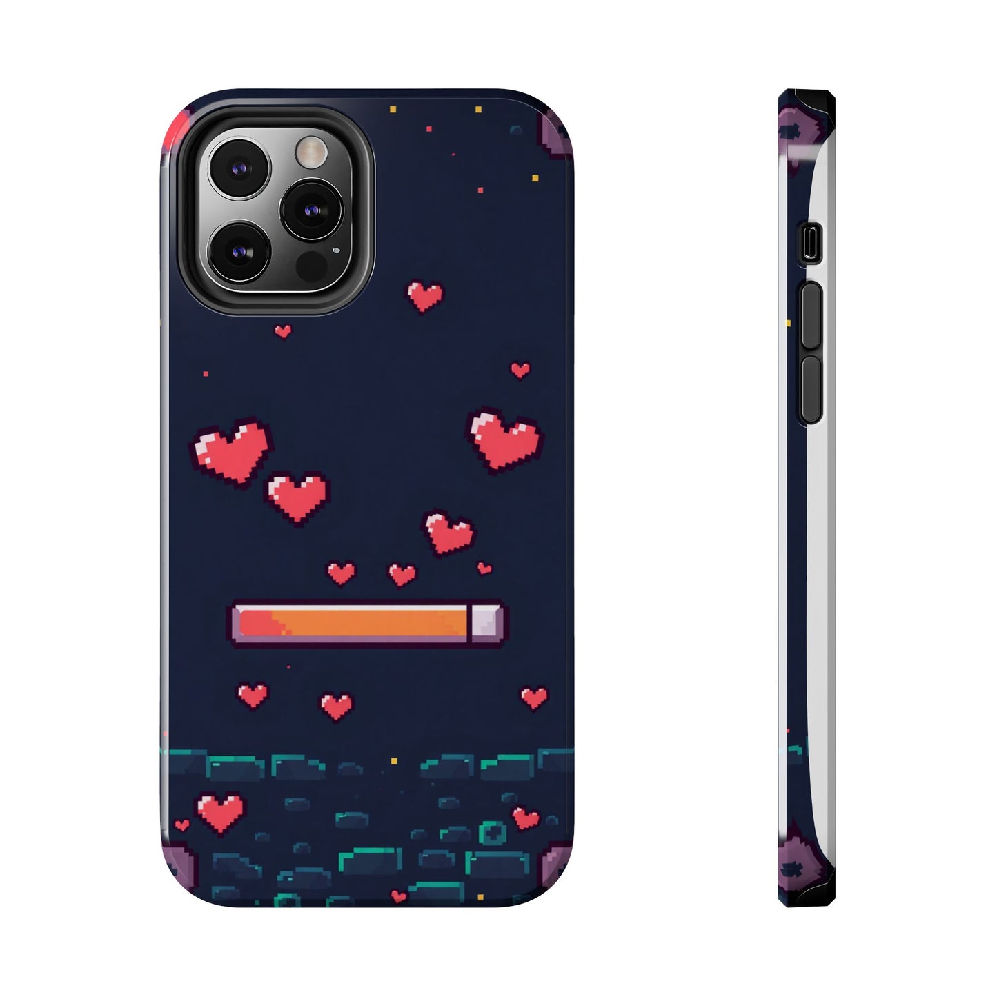 Pixel Heart Tough Phone Case - Retro Gamer Style for Valentine's Day