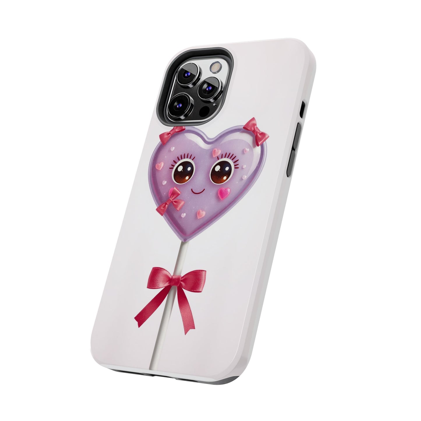 Cute Heart Lollipop Tough Phone Case - Adorable Protection for Candy Lovers