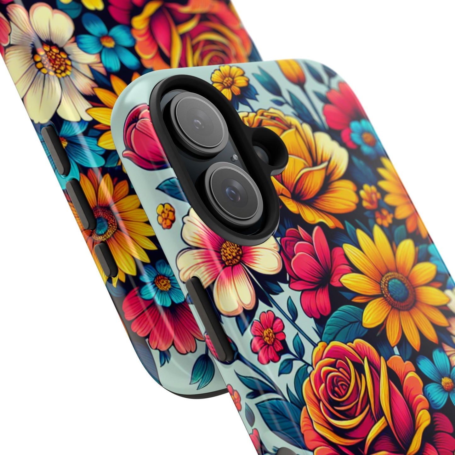 Vibrant Floral Tough Phone Case - Colorful Flower Design - for iPhone