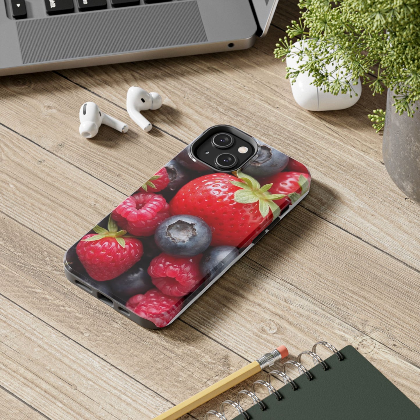 Fruit-Themed Tough Phone Case - Berry Burst Design