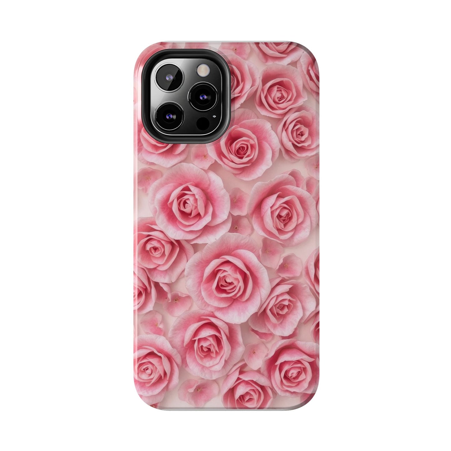 Floral Tough Phone Case - Pink Rose Design, Durable Protection for Flower Lovers
