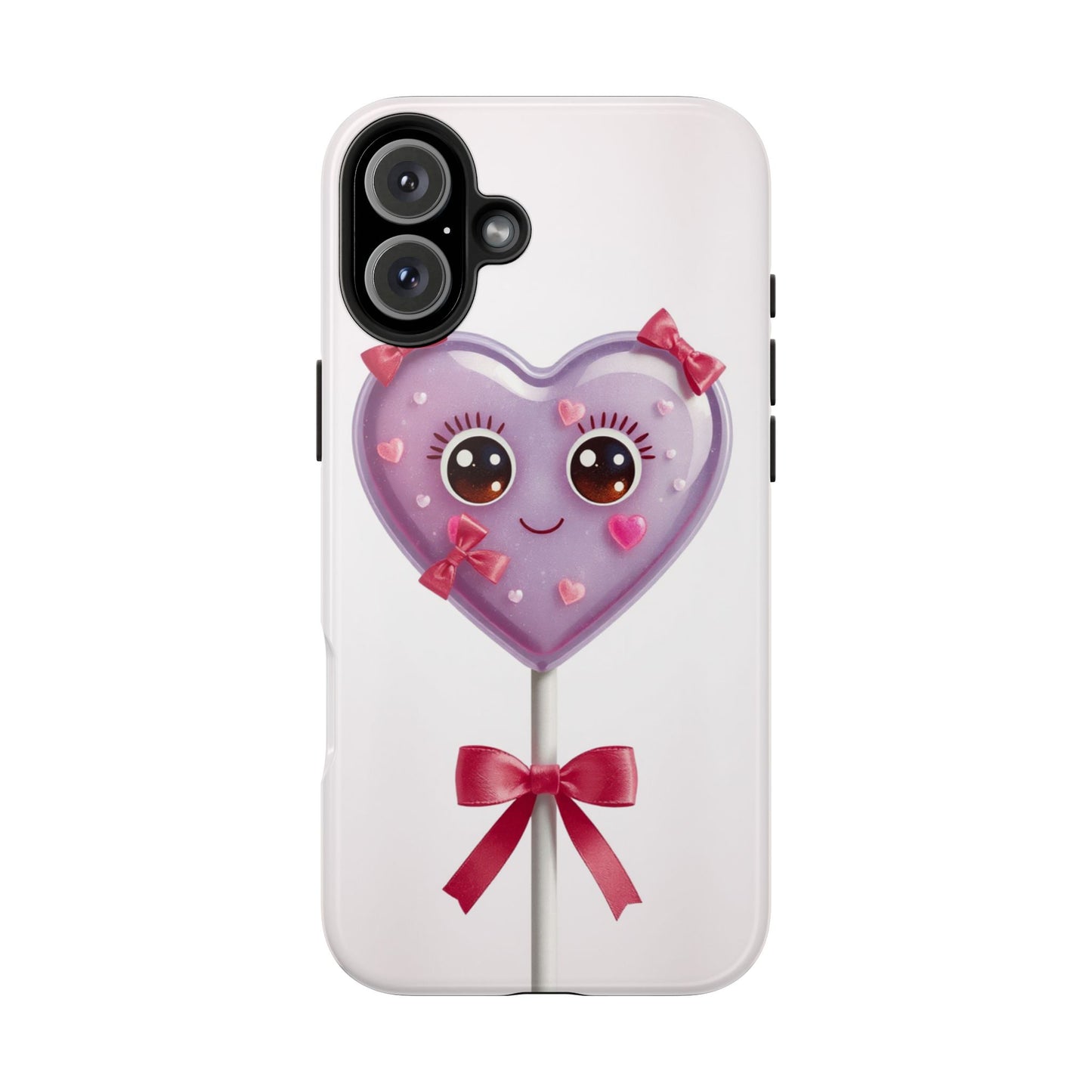Cute Heart Lollipop Tough Phone Case - Adorable Protection for Candy Lovers
