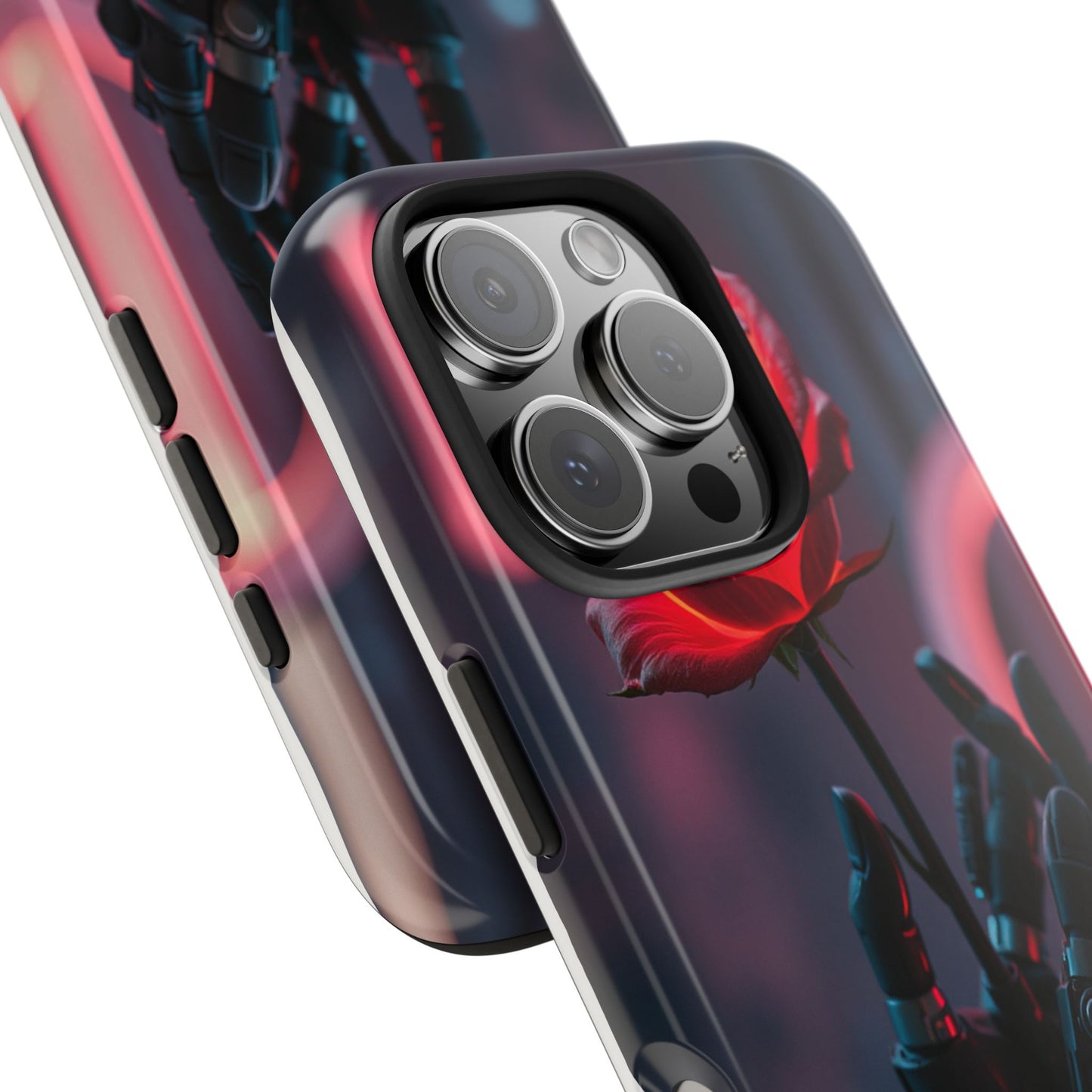 Futuristic Tough Phone Case with Robotic Rose Design | Durable Protection