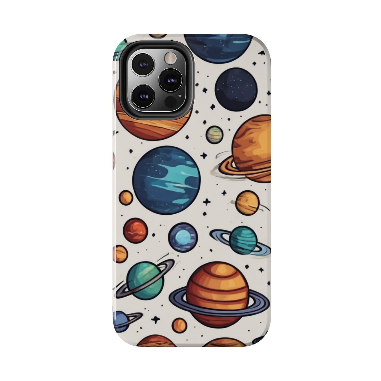 Cosmic Galaxy Tough Phone Case - Planetary Cartoon Design - for iPhone