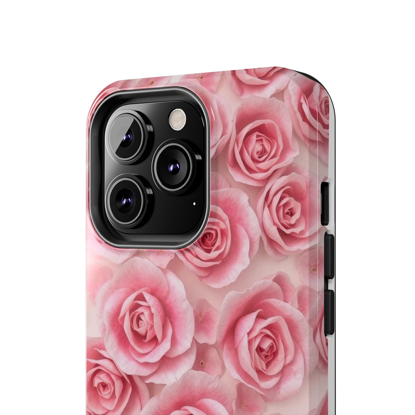 Floral Tough Phone Case - Pink Rose Design, Durable Protection for Flower Lovers