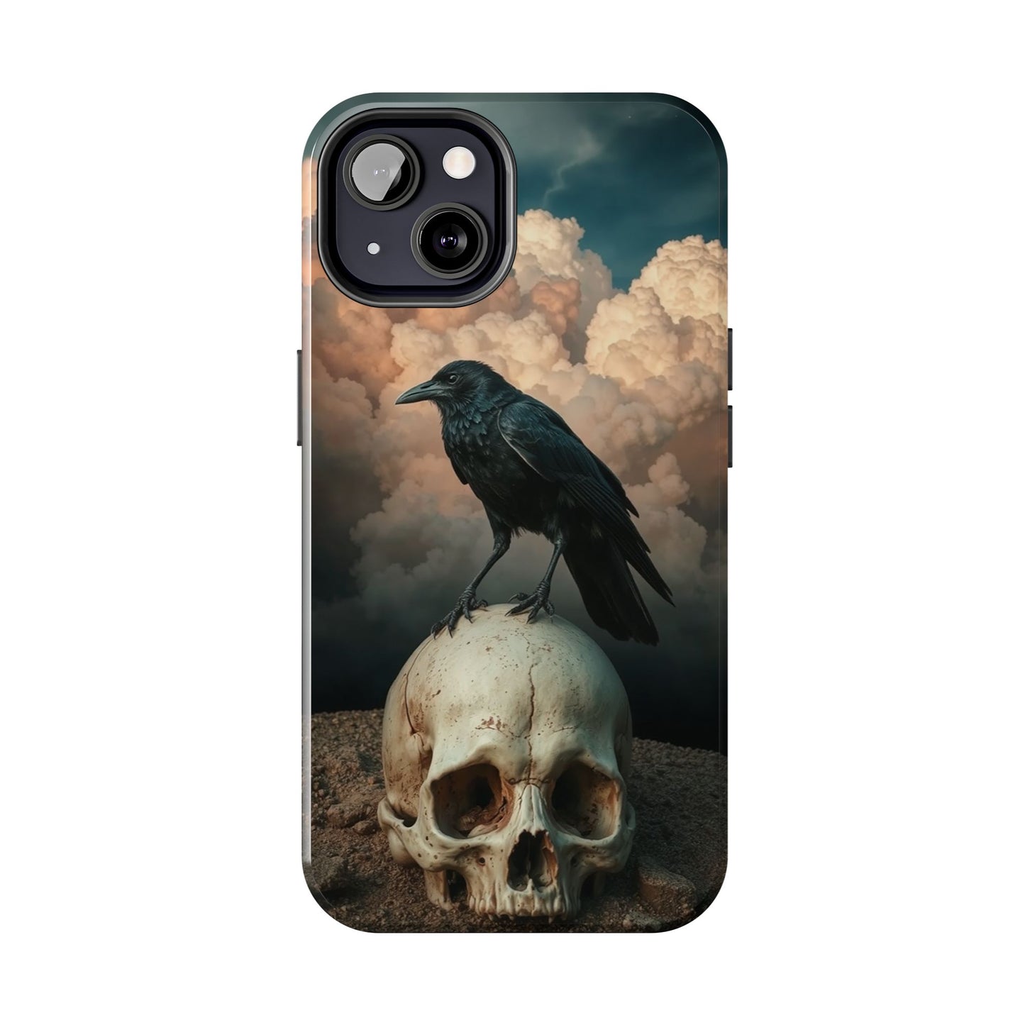 Gothic Raven Skull Tough Phone Case - Unique Protective Cover for Halloween Lovers