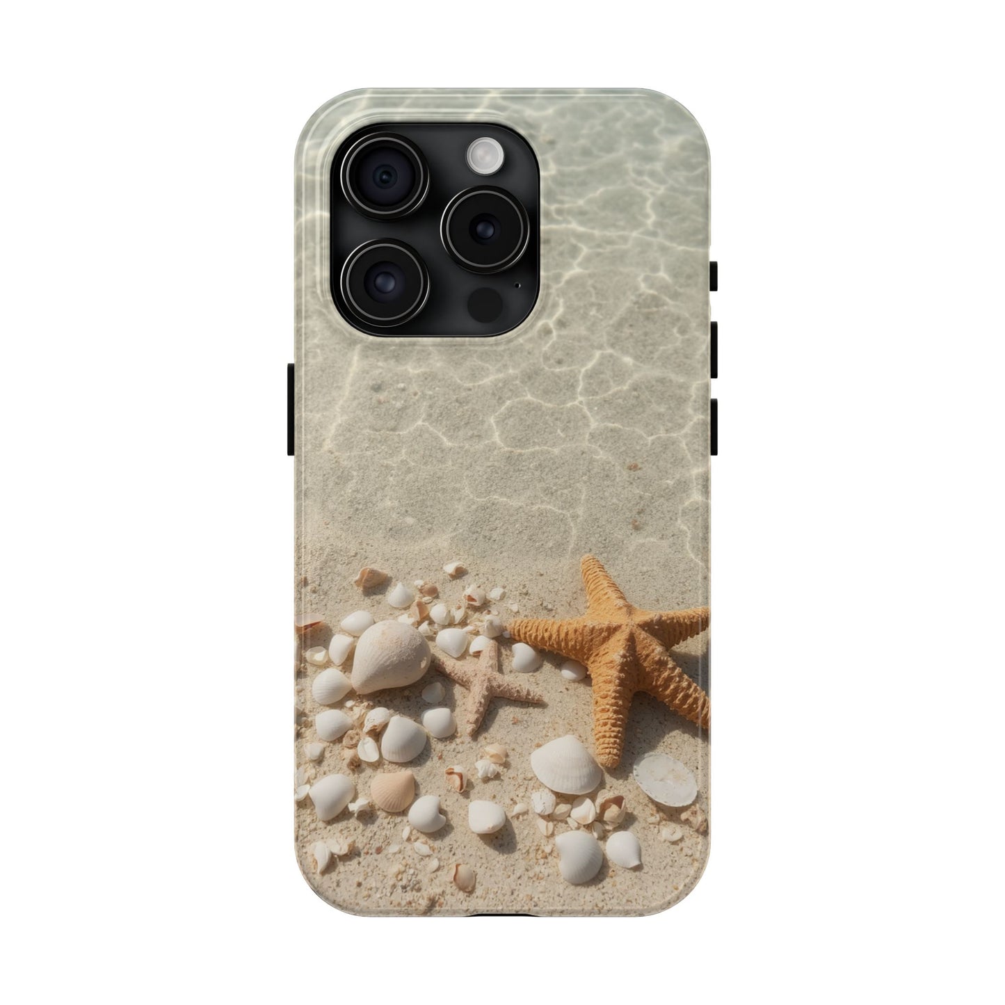 Beach-Inspired Tough Phone Case with Starfish and Seashell Design