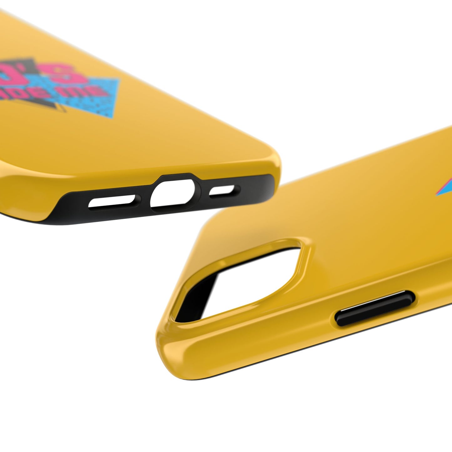80's Made Me Tough Phone Case - Retro Yellow Silicone Cover - for iPhone