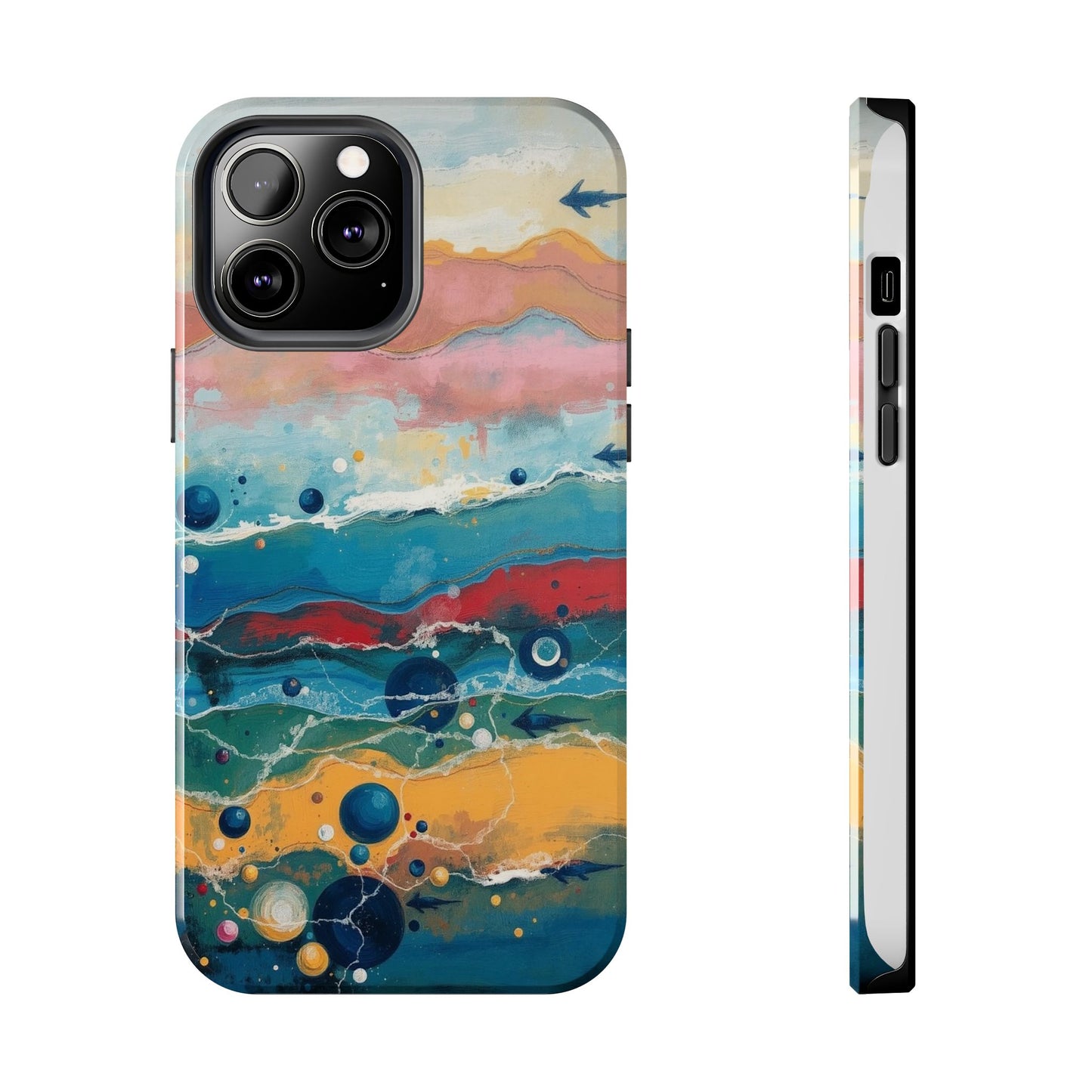 Artistic Tough Phone Case - Vibrant Waves Design for Unique Style