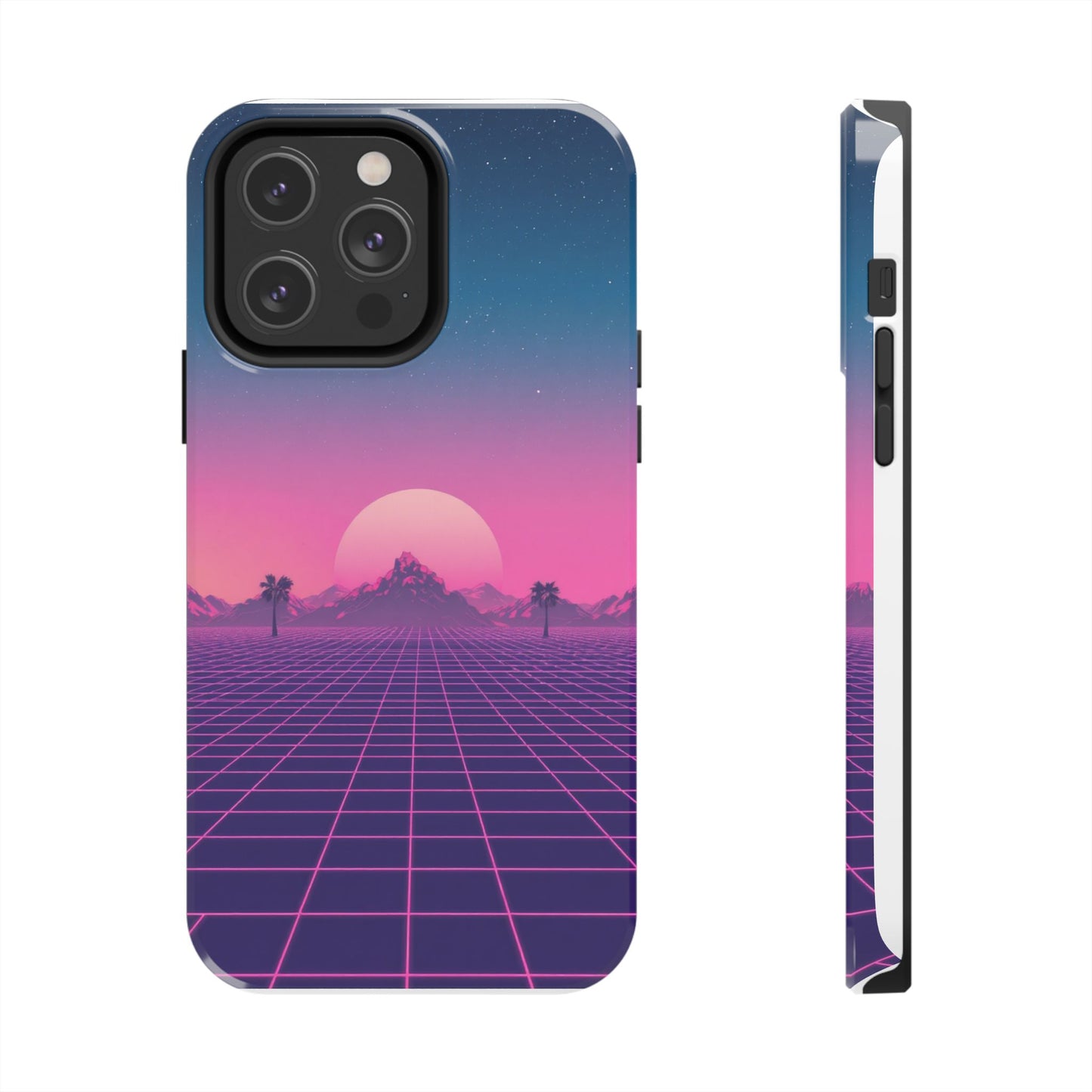 Retro Aesthetic Tough Phone Case - Vibrant Sunset Design