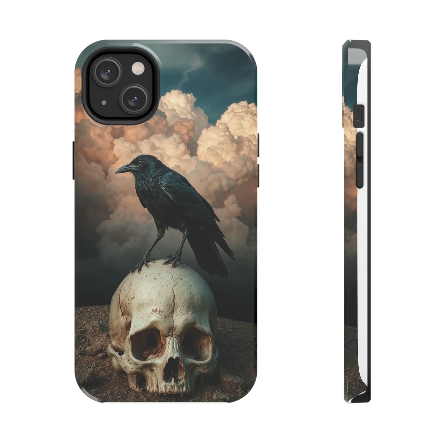 Gothic Raven Skull Tough Phone Case - Unique Protective Cover for Halloween Lovers