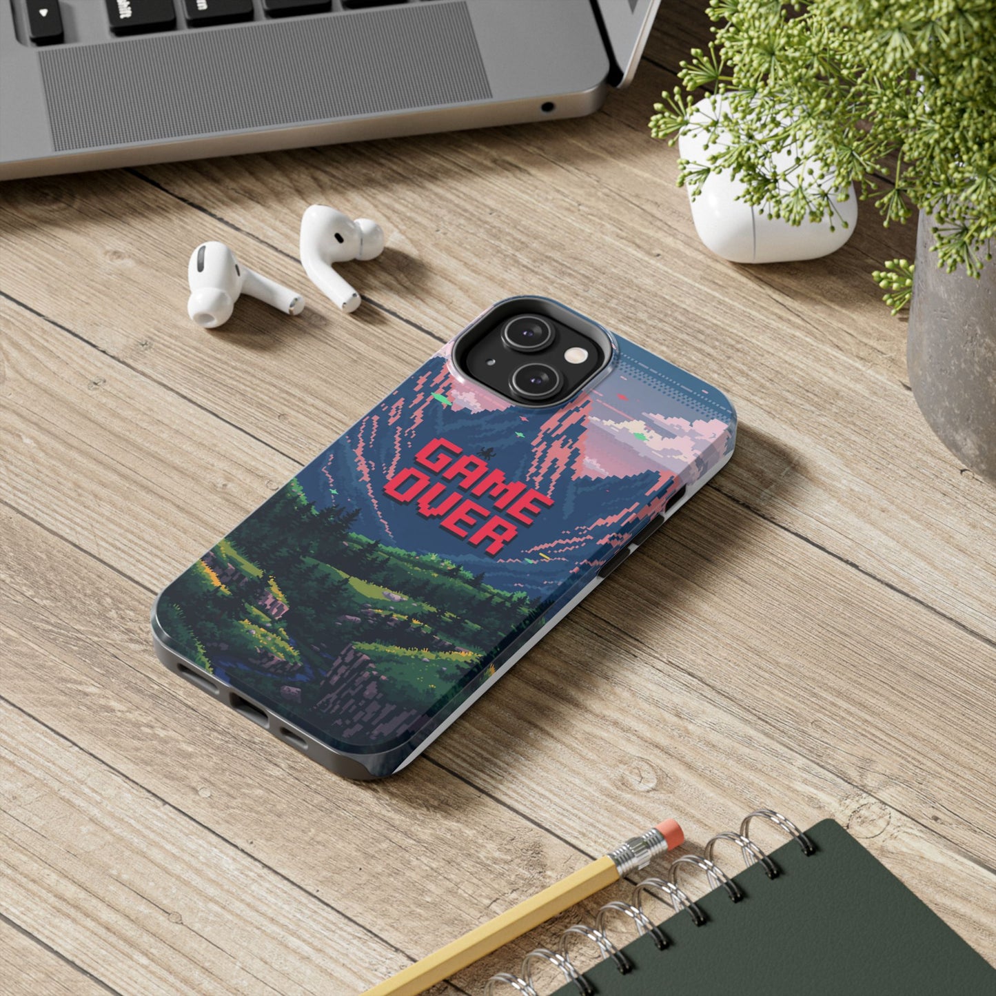 Pixel Art Tough Phone Case - 'Game Over' Design for Gamers