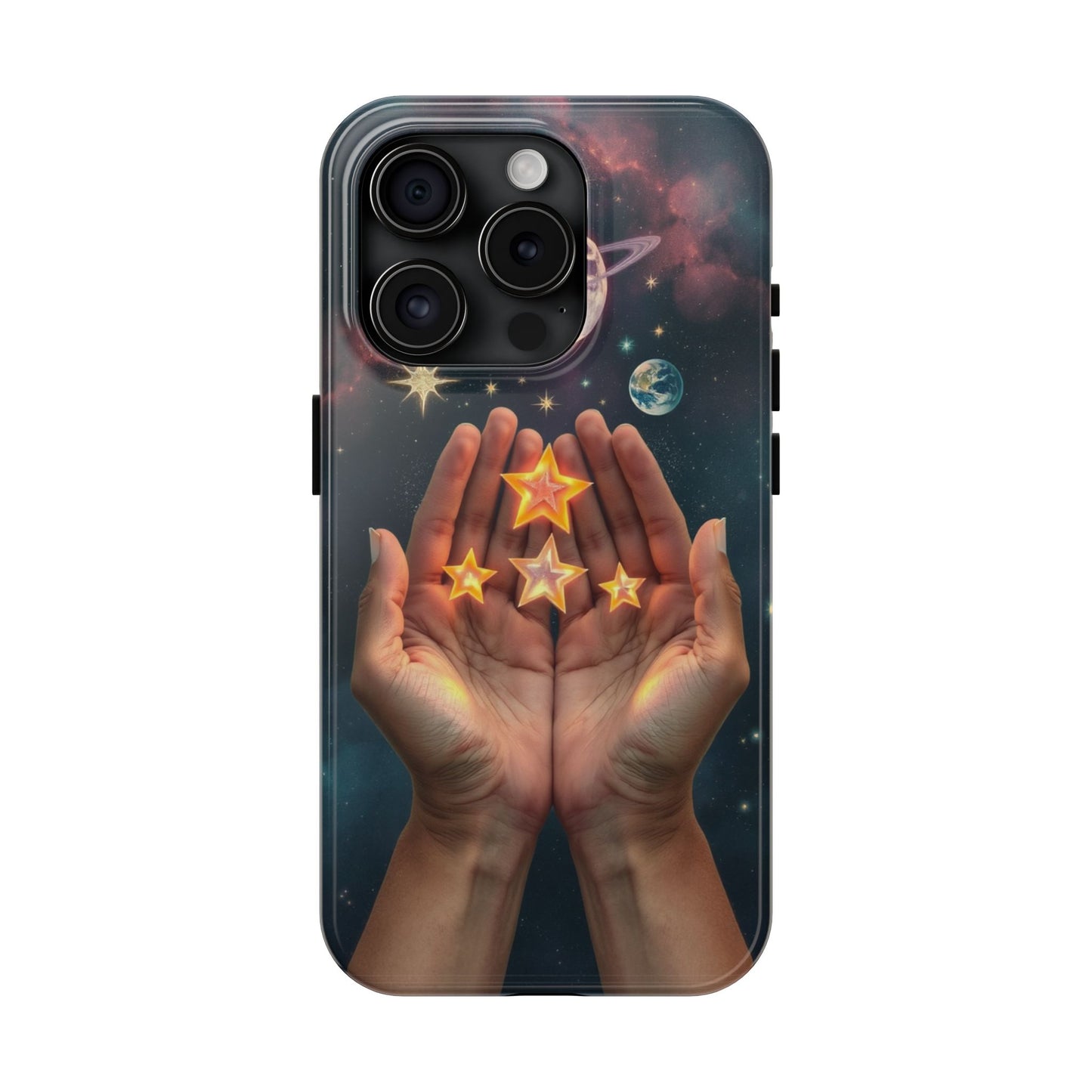 Galaxy Hands Tough Phone Case - Celestial Design for Star Lovers