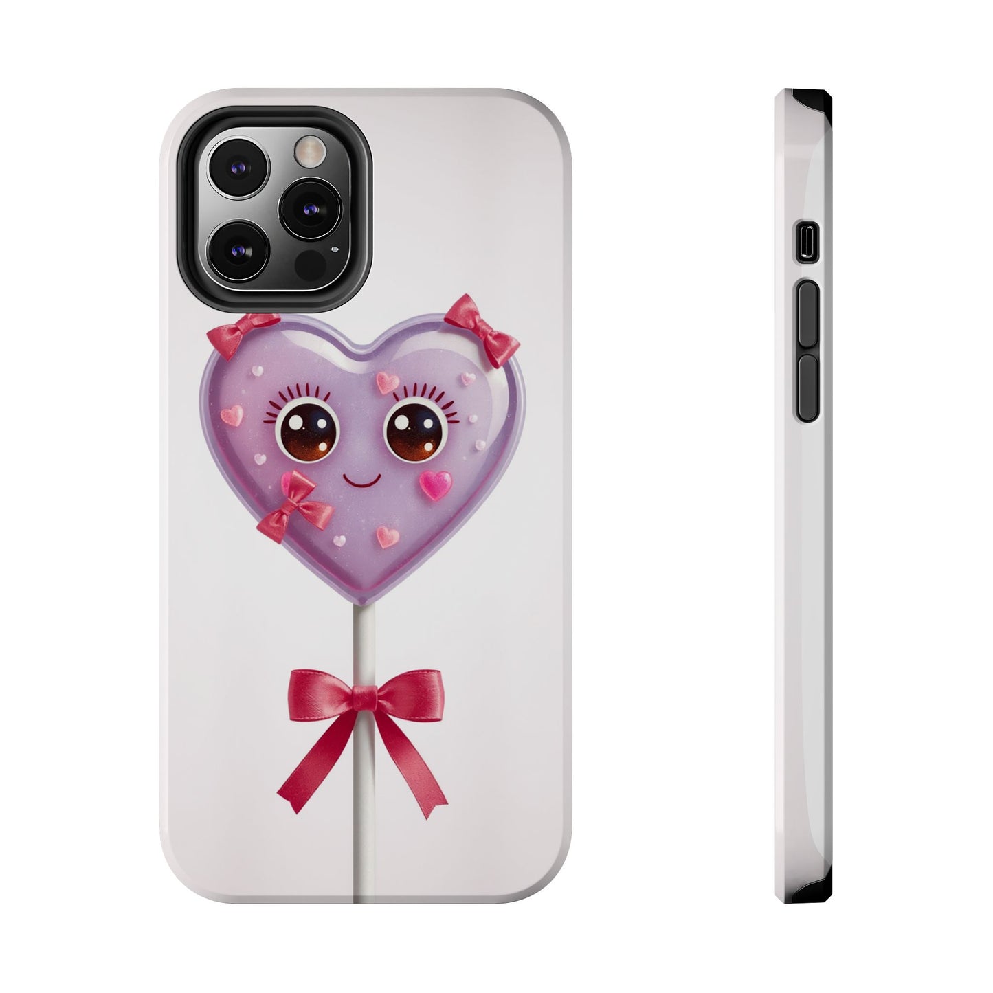 Cute Heart Lollipop Tough Phone Case - Adorable Protection for Candy Lovers