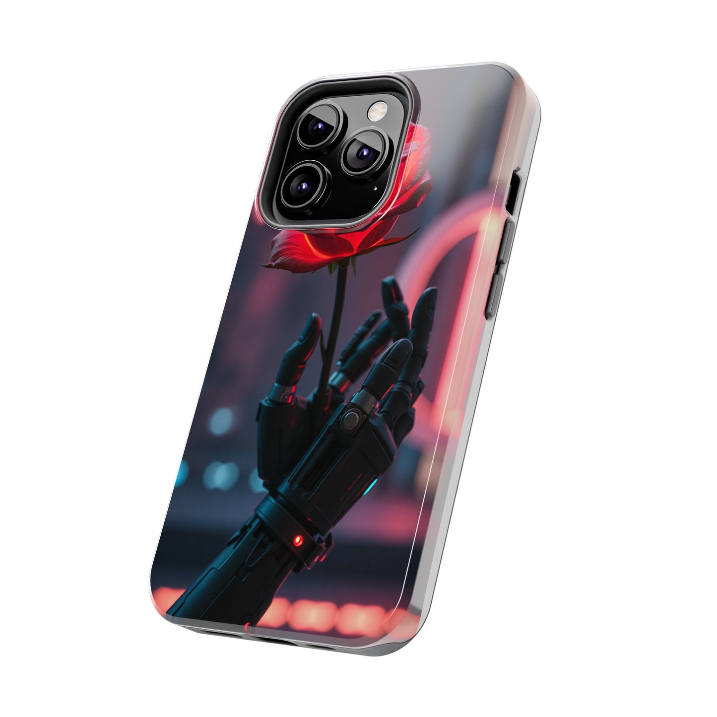 Futuristic Tough Phone Case with Robotic Rose Design | Durable Protection