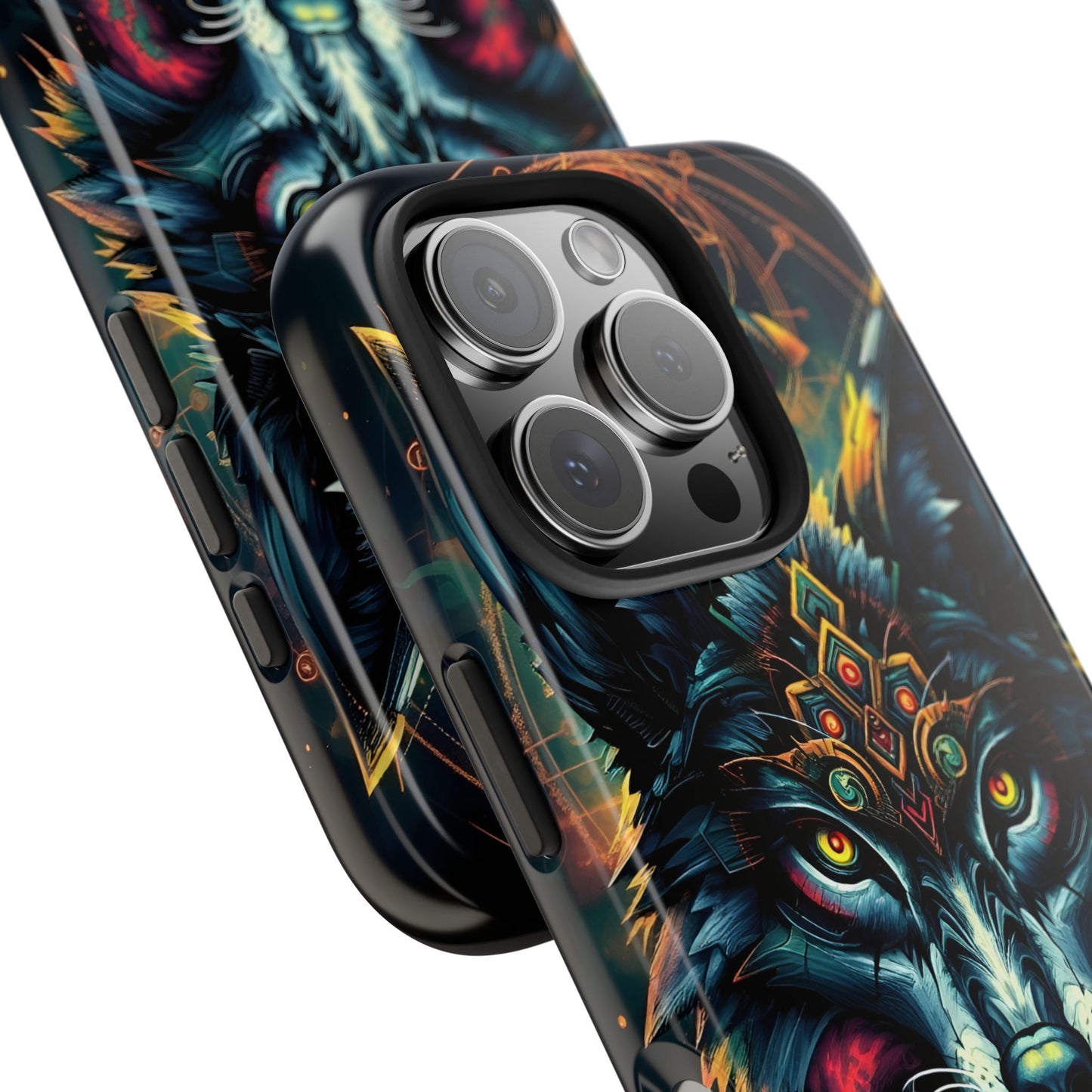 Vibrant Mystical Wolf Art Tough Phone Case - Durable & Unique Design for Animal Lovers - for iPhone