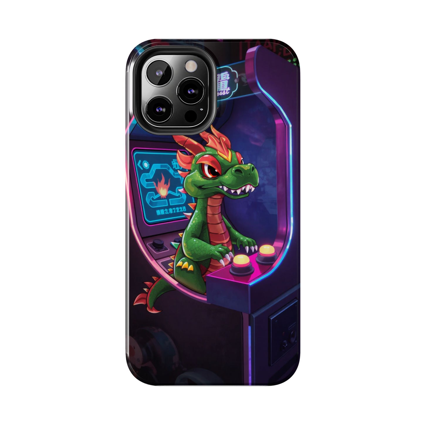 Retro Gamer Tough Phone Case with Dragon Design