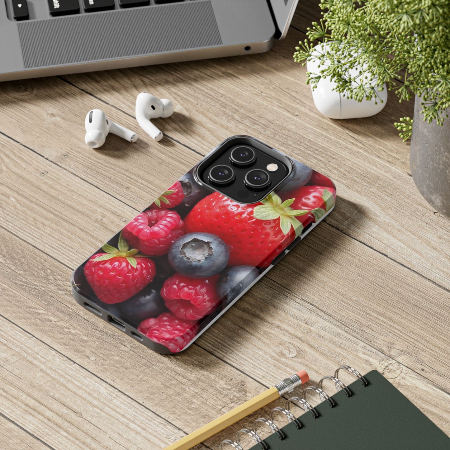 Fruit-Themed Tough Phone Case - Berry Burst Design