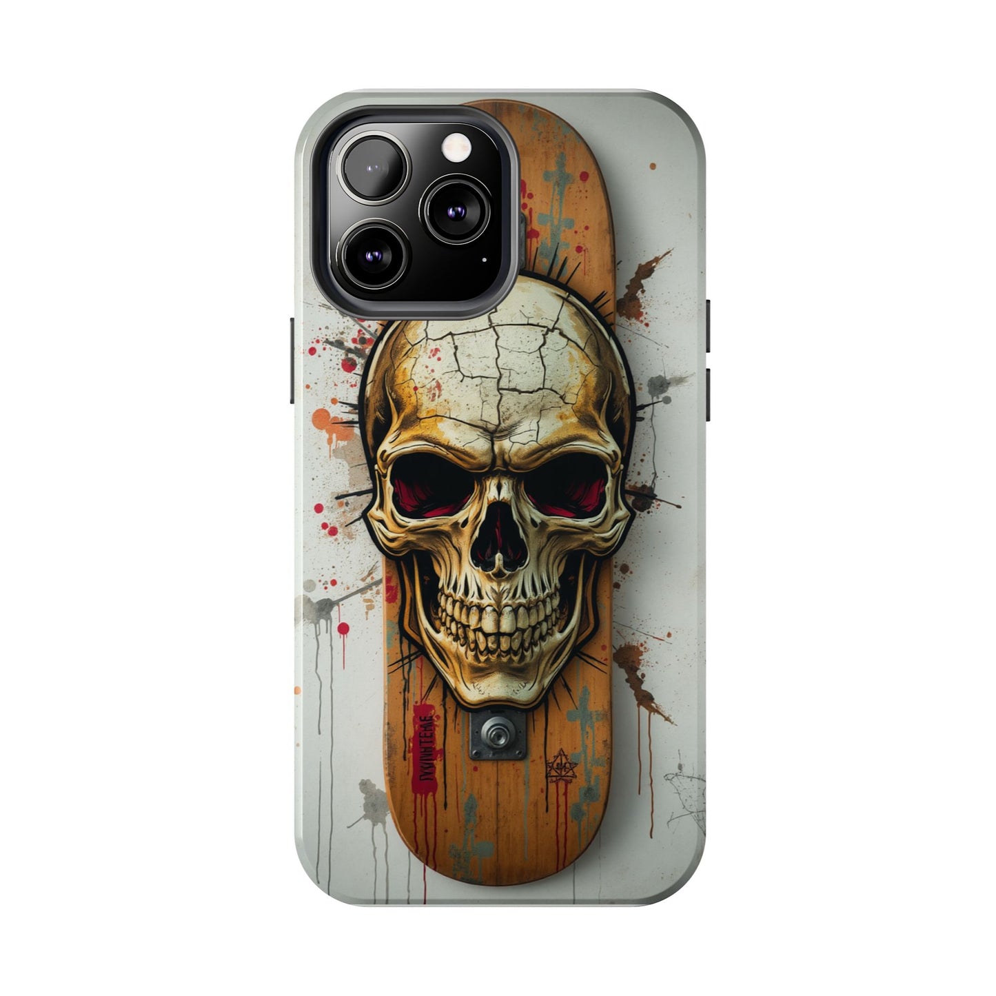 Edgy Skull Tough Phone Case - Durable Protection for Skateboard Enthusiasts