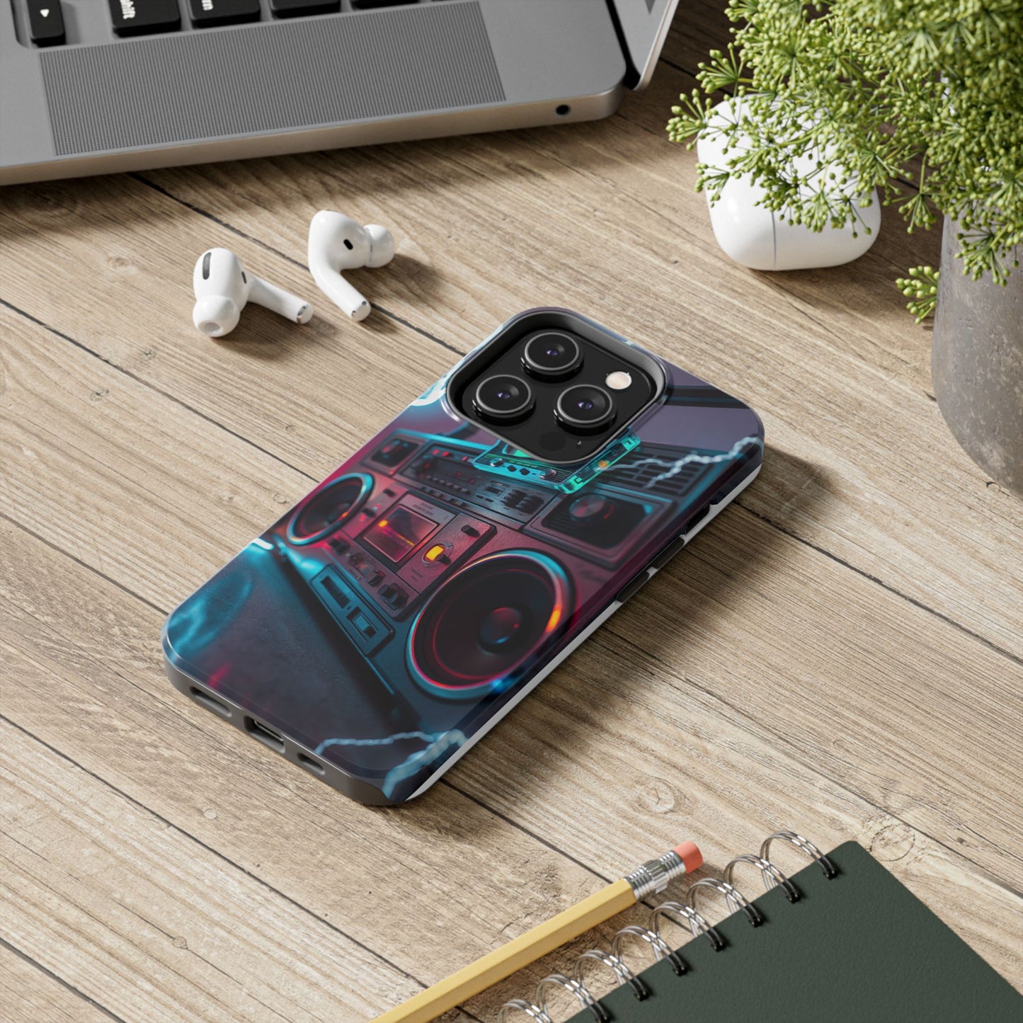 Retro Boombox Tough Phone Case – Vibrant Protection for Music Lovers