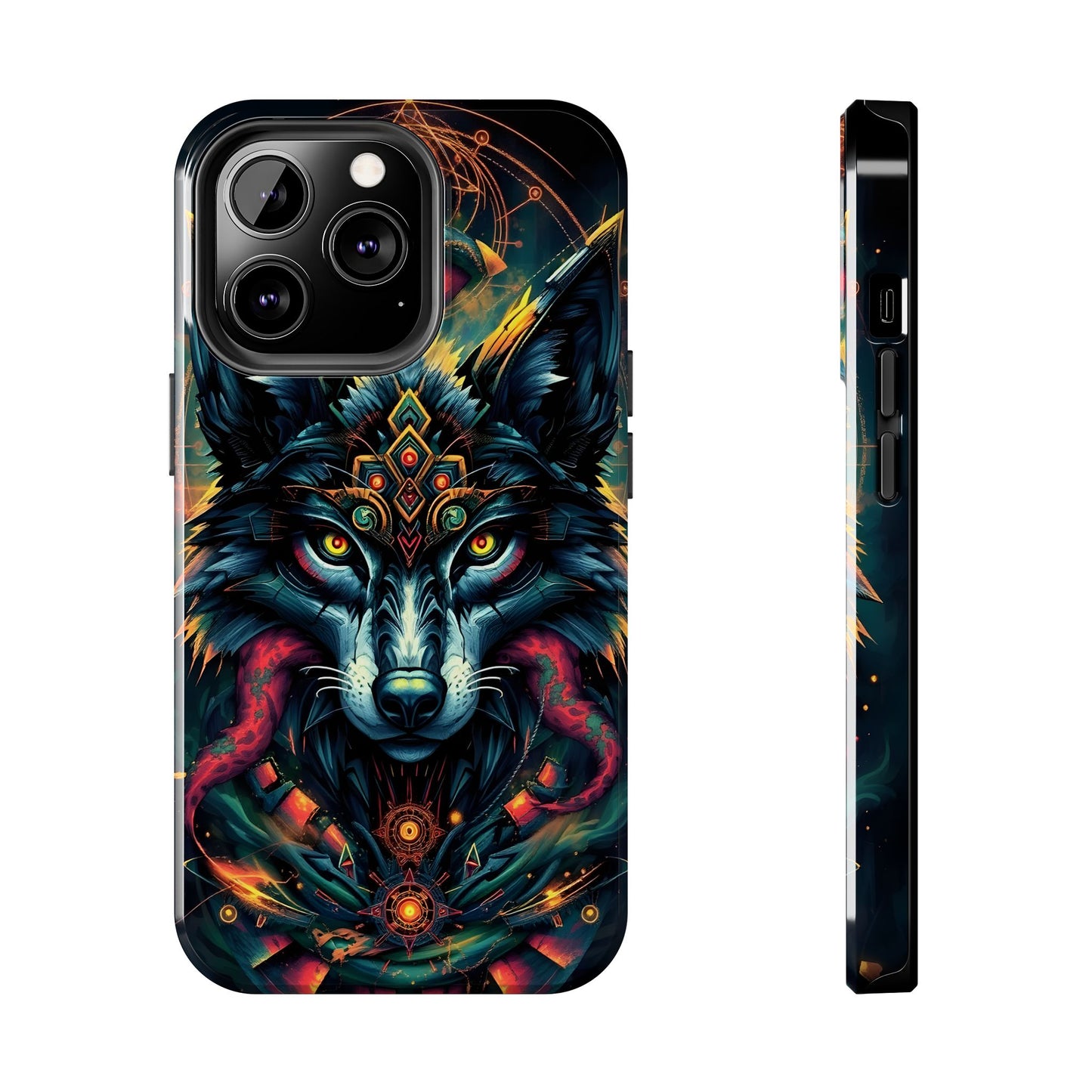 Vibrant Mystical Wolf Art Tough Phone Case - Durable & Unique Design for Animal Lovers - for iPhone