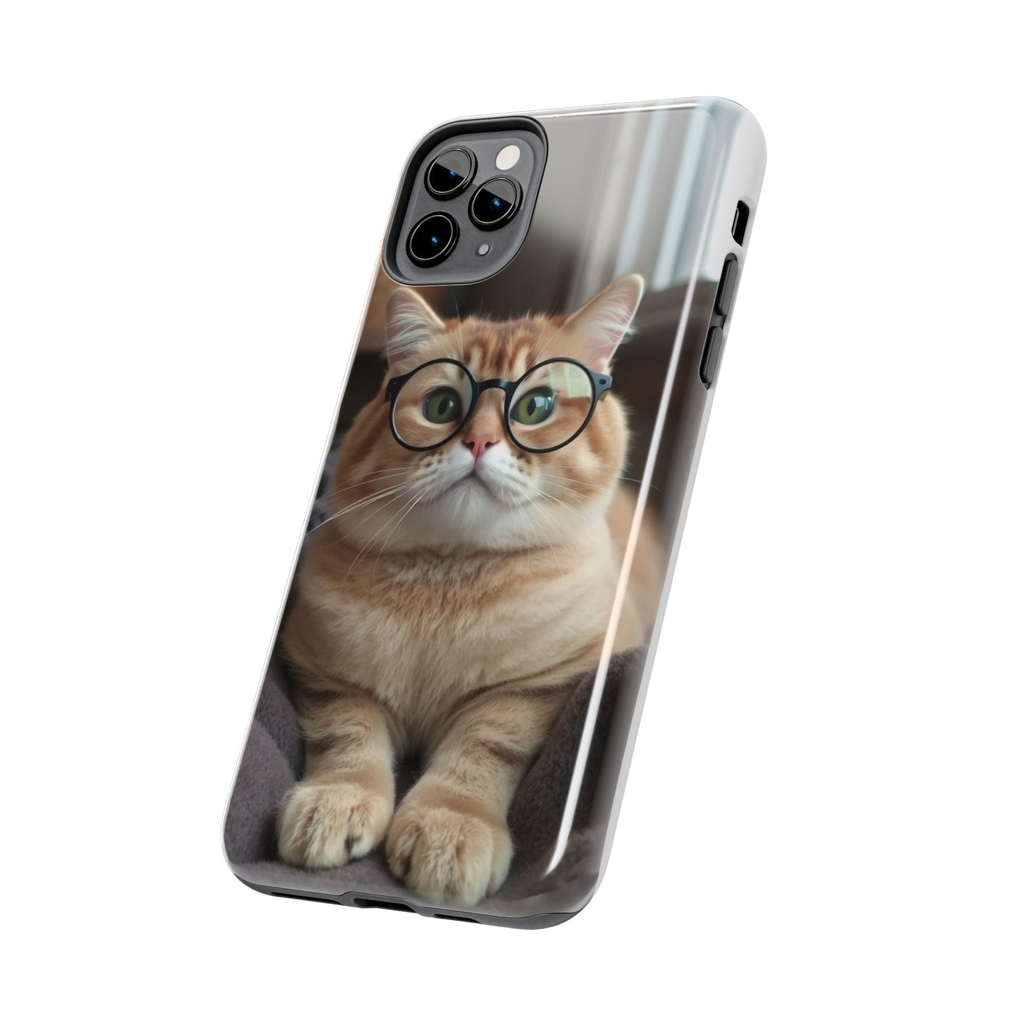 Cute Cat Glasses Tough Phone Case - Fun & Stylish Protection for Cat Lovers