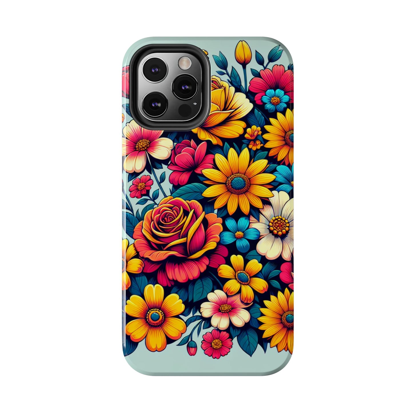 Vibrant Floral Tough Phone Case - Colorful Flower Design - for iPhone