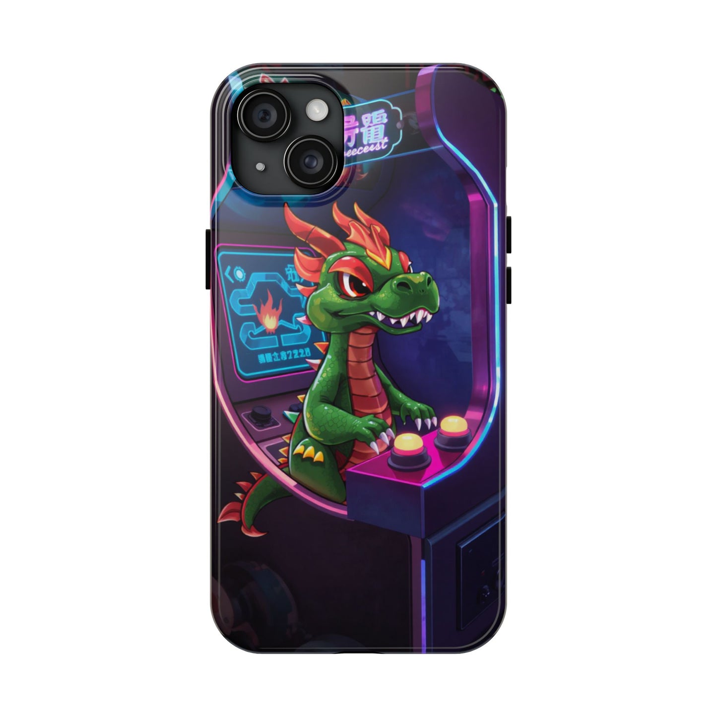 Retro Gamer Tough Phone Case with Dragon Design
