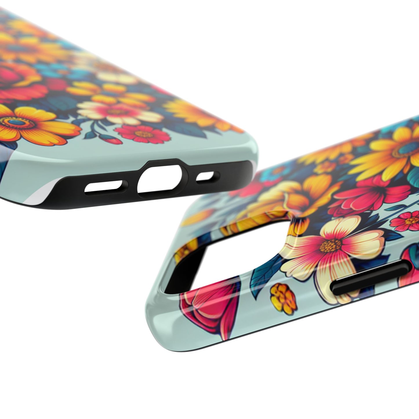 Vibrant Floral Tough Phone Case - Colorful Flower Design - for iPhone