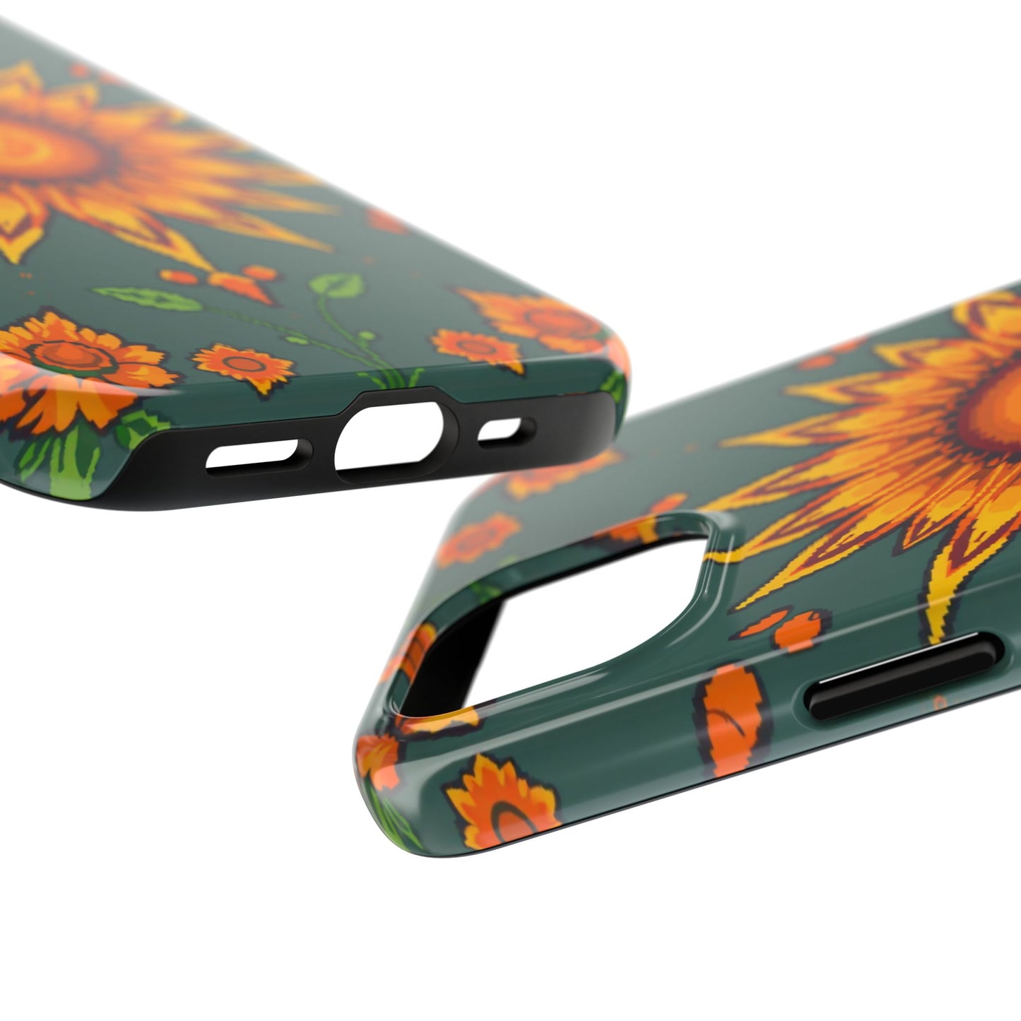 Pixelated Vibrant Floral Tough Phone Case | Sunflower Design for Nature Lovers - for iPhone