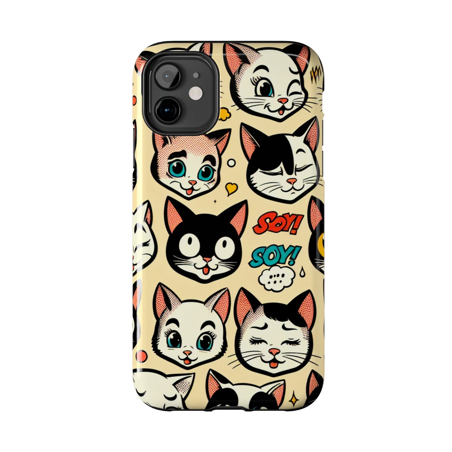 Playful Cat-Themed Tough Phone Case - Pet Pattern - for iPhone