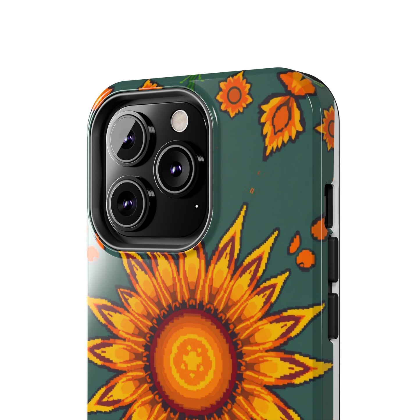 Pixelated Vibrant Floral Tough Phone Case | Sunflower Design for Nature Lovers - for iPhone