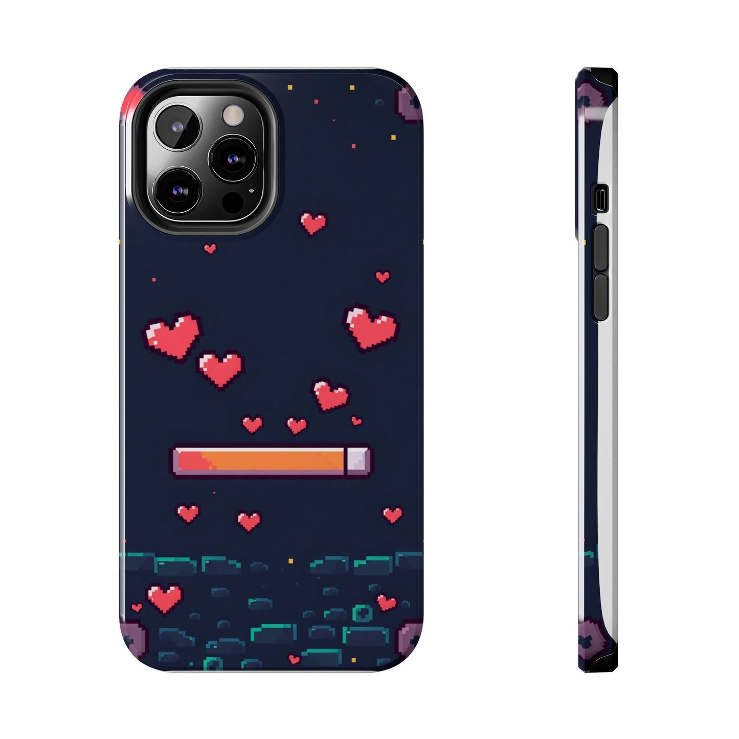 Pixel Heart Tough Phone Case - Retro Gamer Style for Valentine's Day