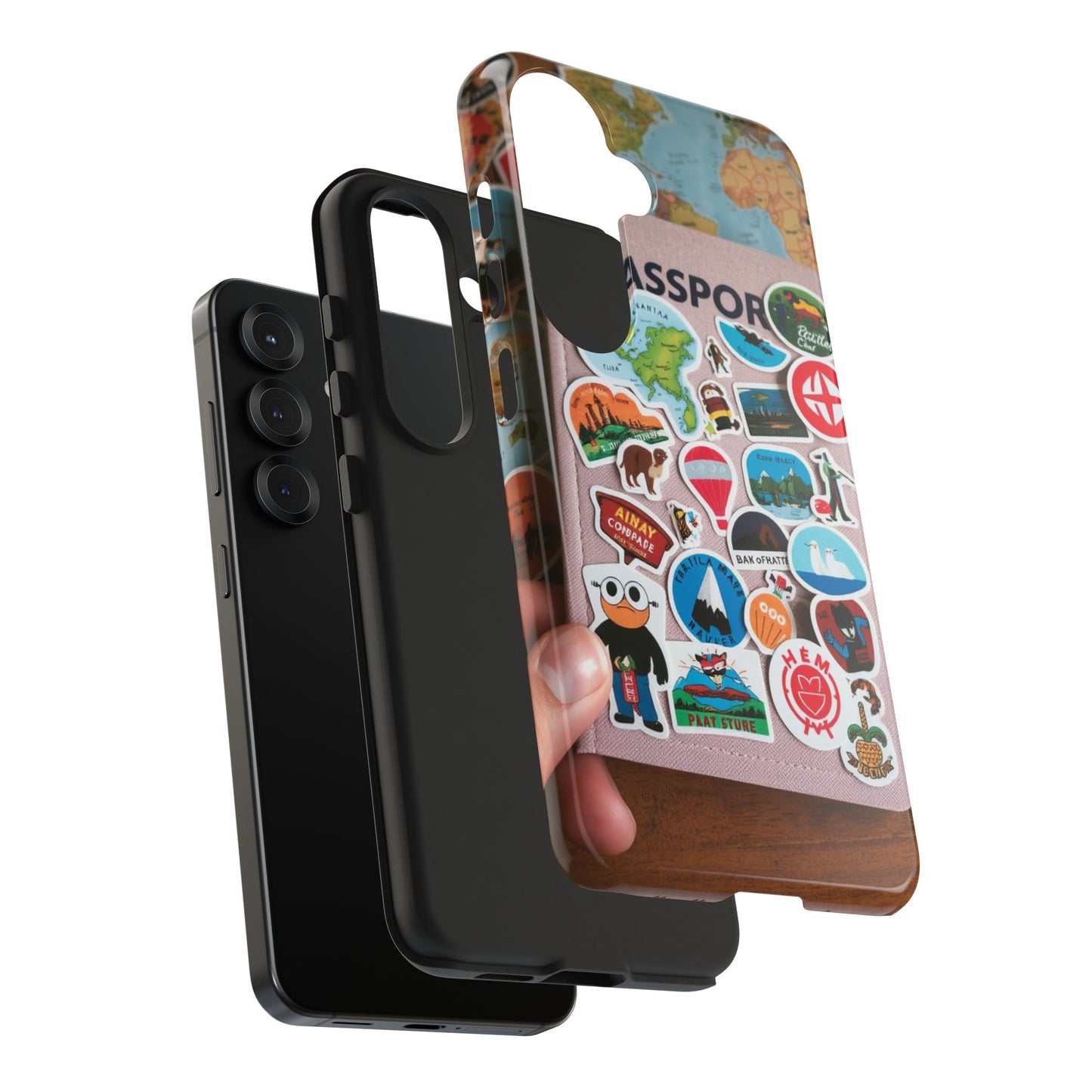 Adventure Stickers Phone Case - Tough Protection for Travel Lovers