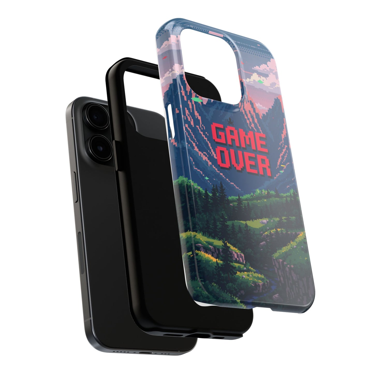 Pixel Art Tough Phone Case - 'Game Over' Design for Gamers