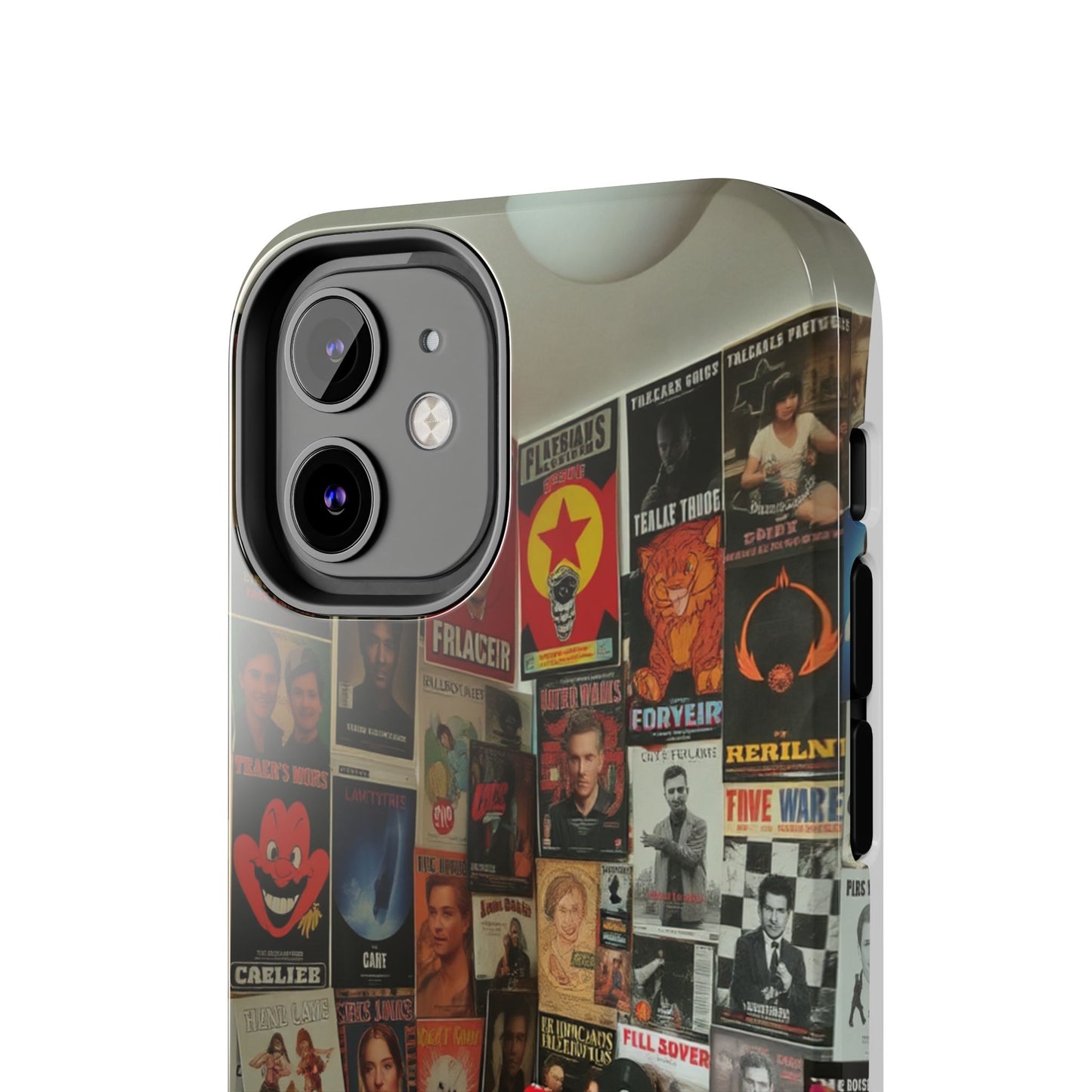 Retro Vibe Tough Phone Case - Vintage Movie Posters & Plush Toys Design