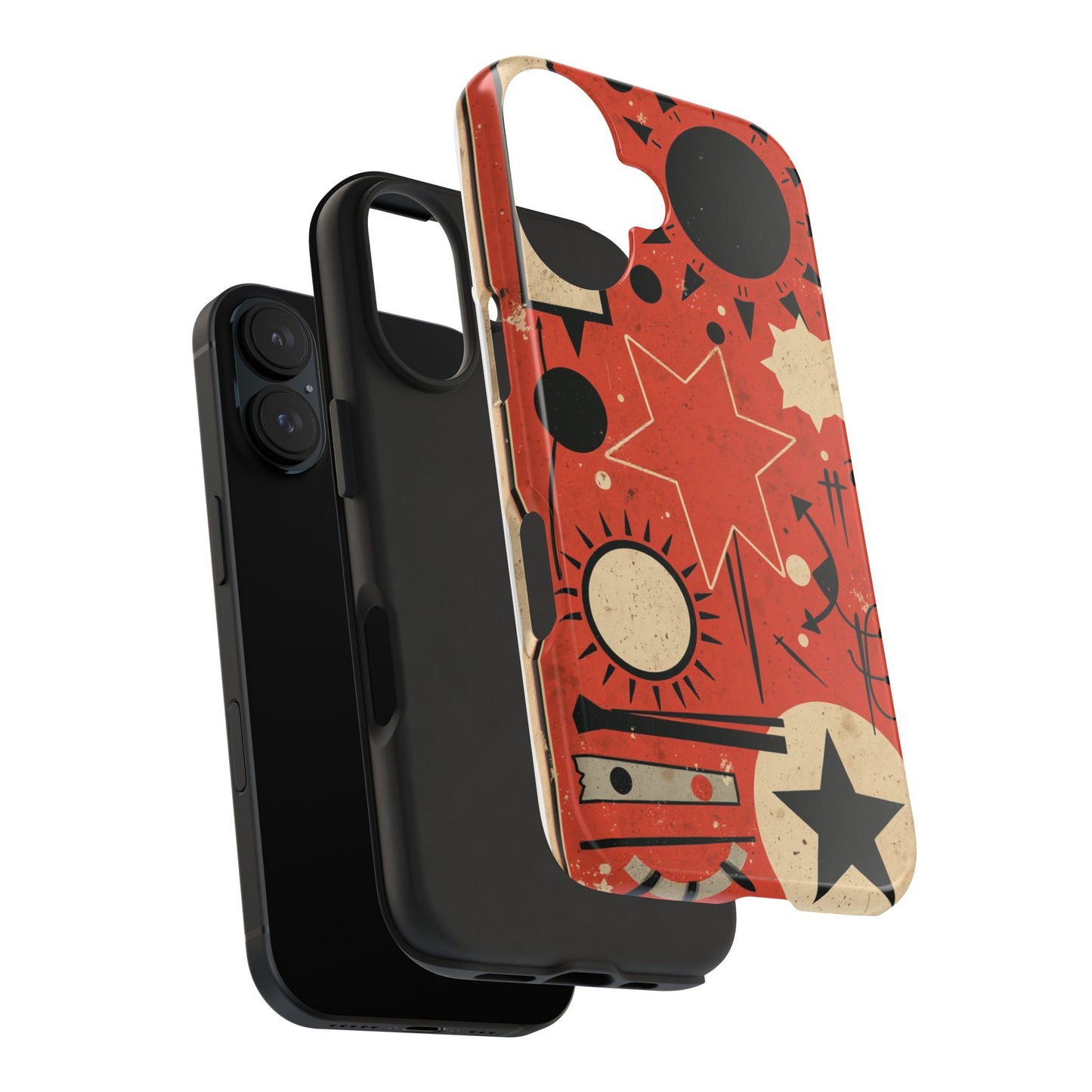 Retro Bold Tough Phone Case - Unique Geometric Design - for iPhone