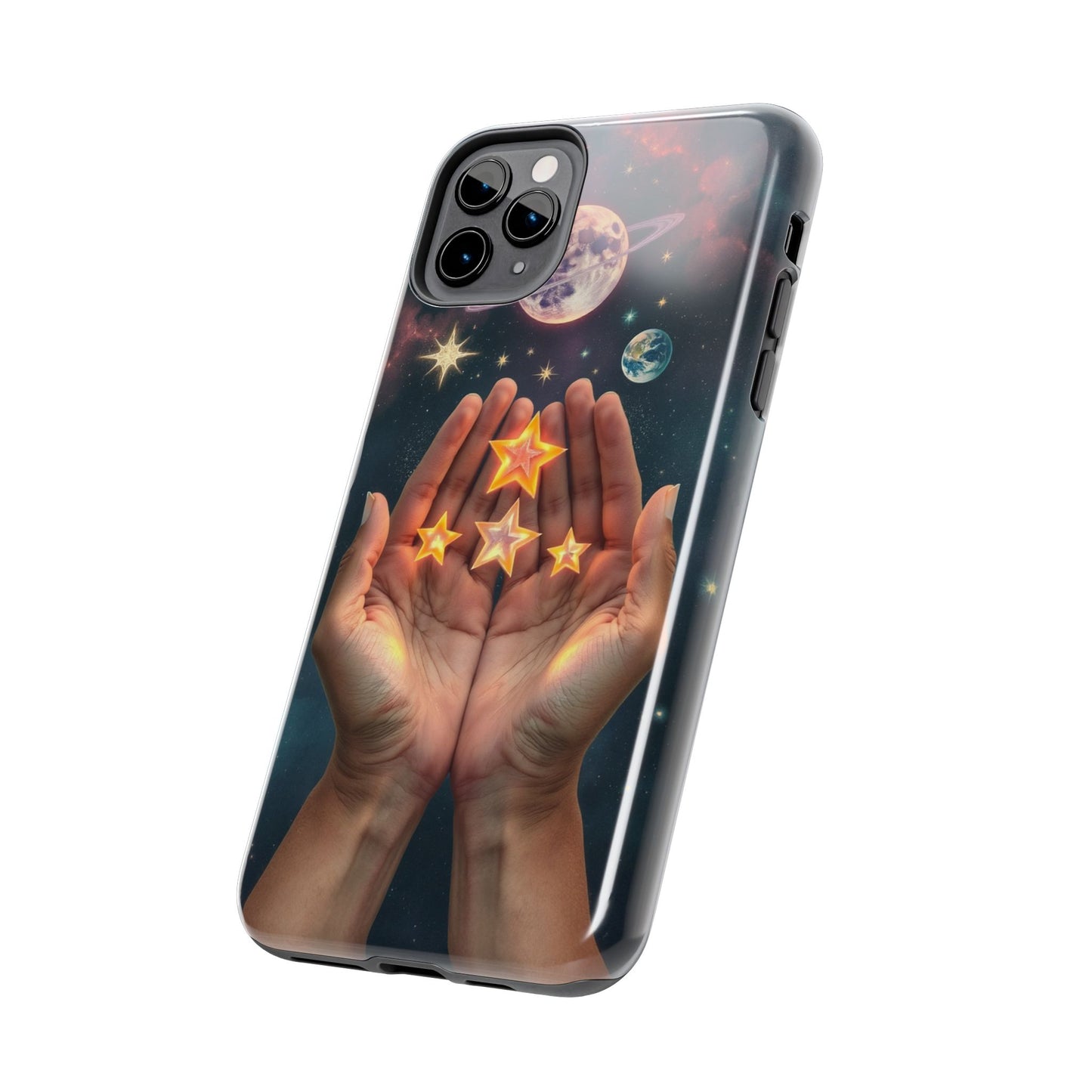 Galaxy Hands Tough Phone Case - Celestial Design for Star Lovers